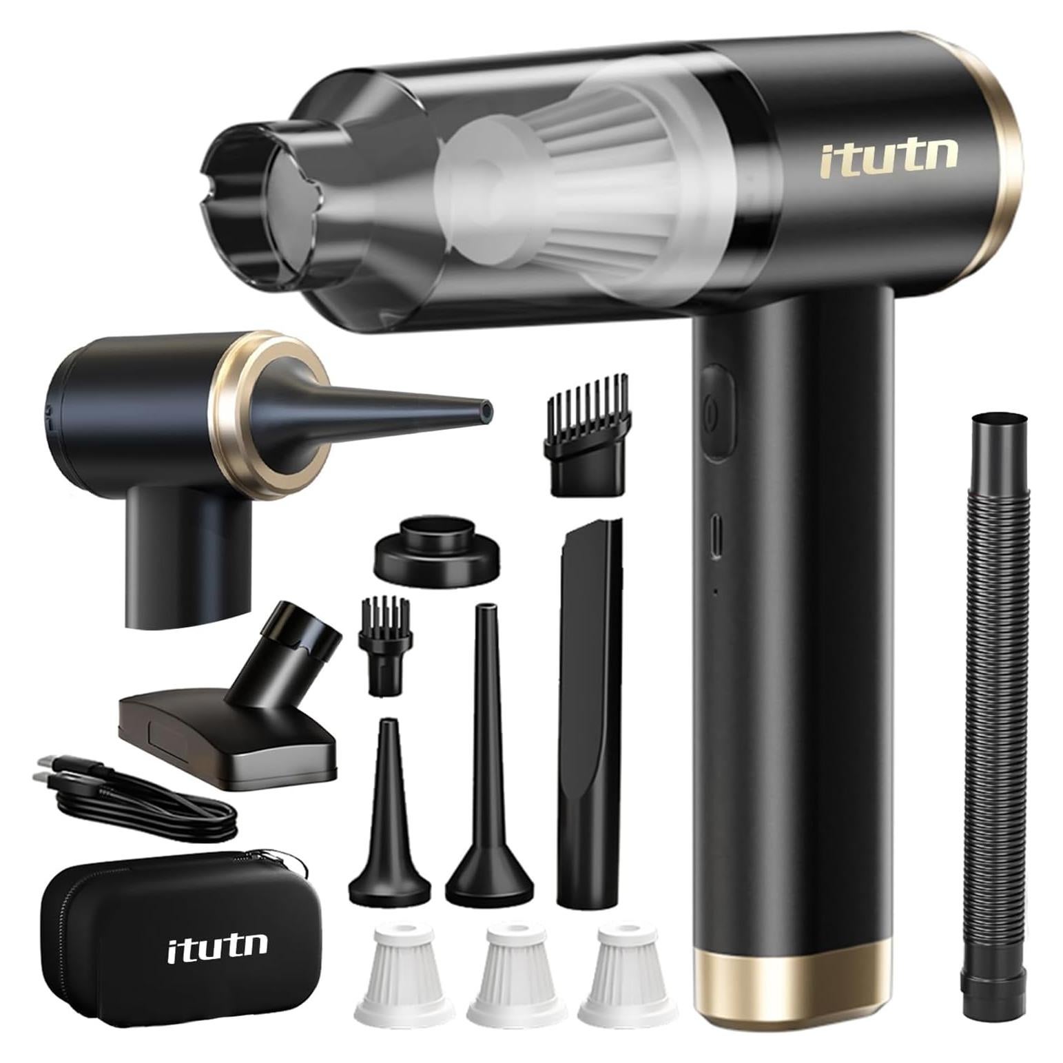 Mini Aspiradora Inalámbrica Itutn 15000PA 4 en 1 con 11 Accesorios