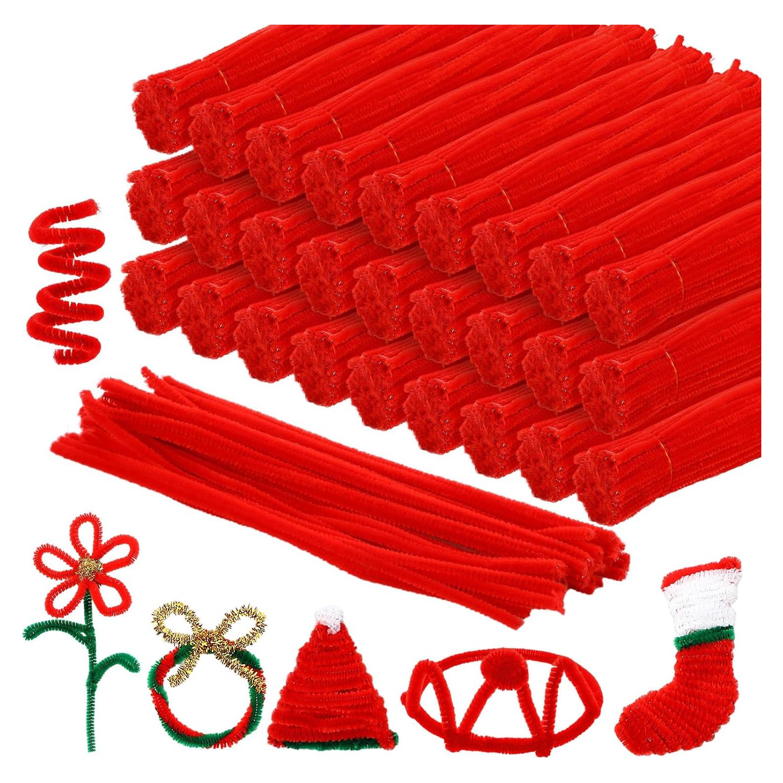 Limpiapipas Newwiee 1000 Pcs Chenille Rojo 30 cm Manualidades