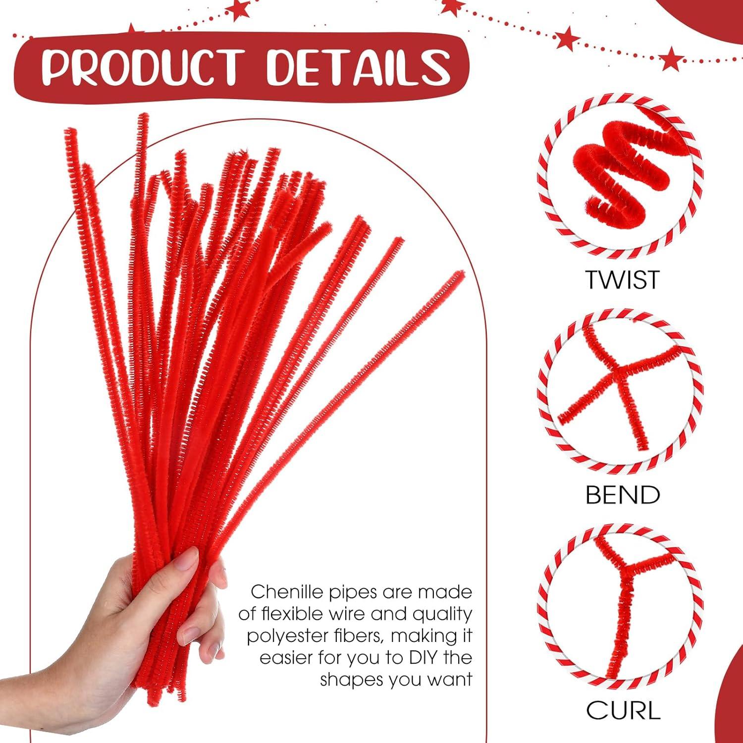 Limpiapipas Newwiee 1000 Pcs Chenille Rojo 30 cm Manualidades