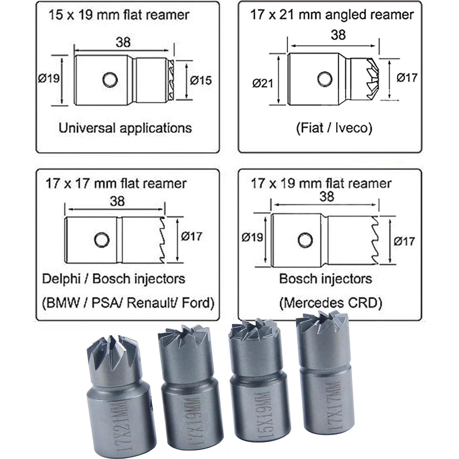Juego de limpieza de asientos de inyectores UTMALL 19 piezas