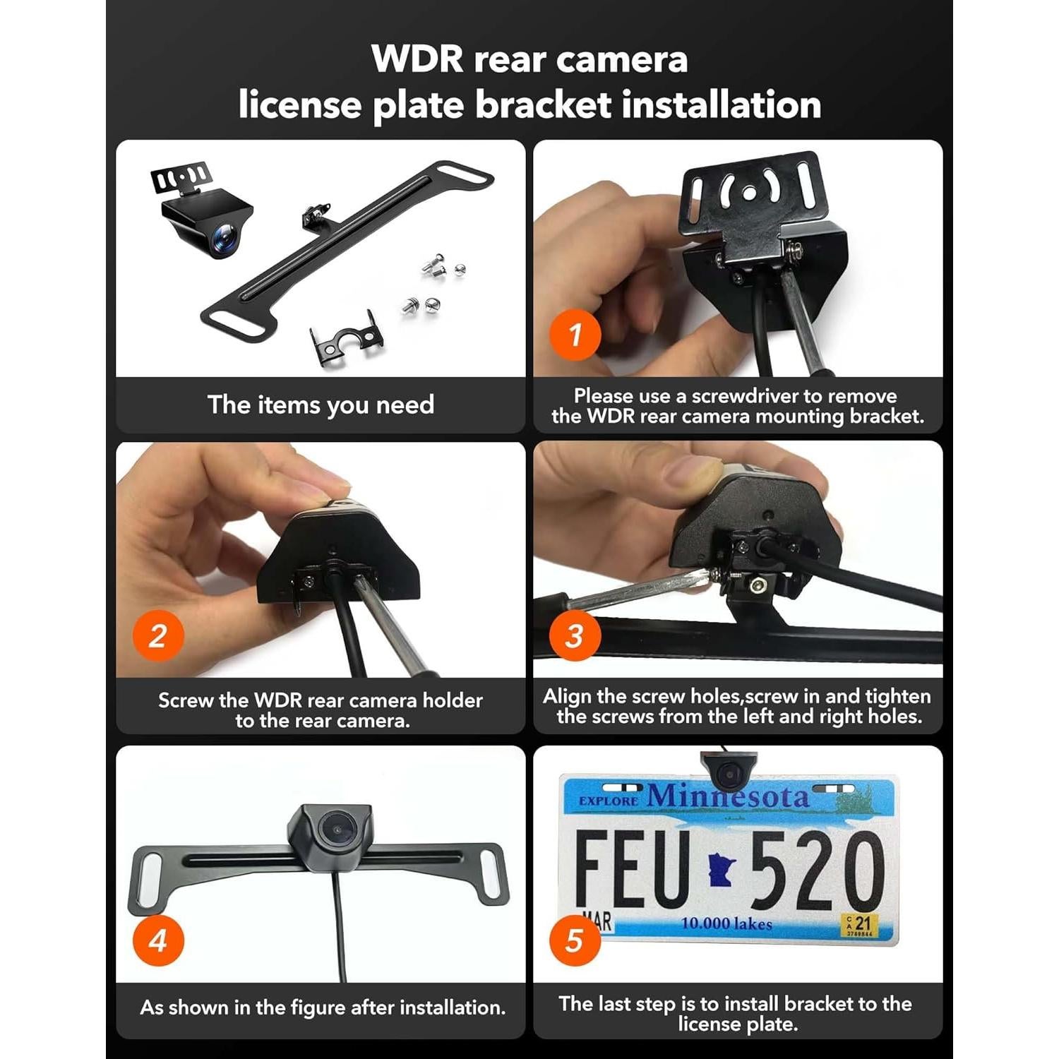 Soporte de Placa de Licencia WOLFBOX para Cámara Trasera