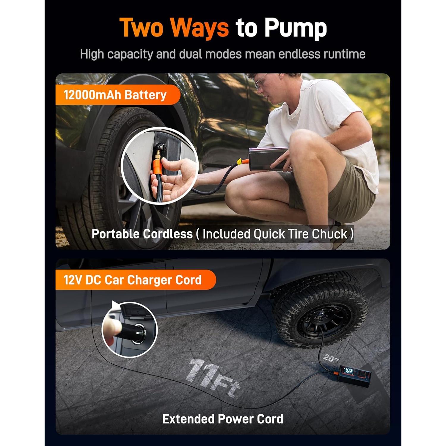 Compresor de Aire Portátil WOLFBOX MegaFlow24 12000mAh 150PSI