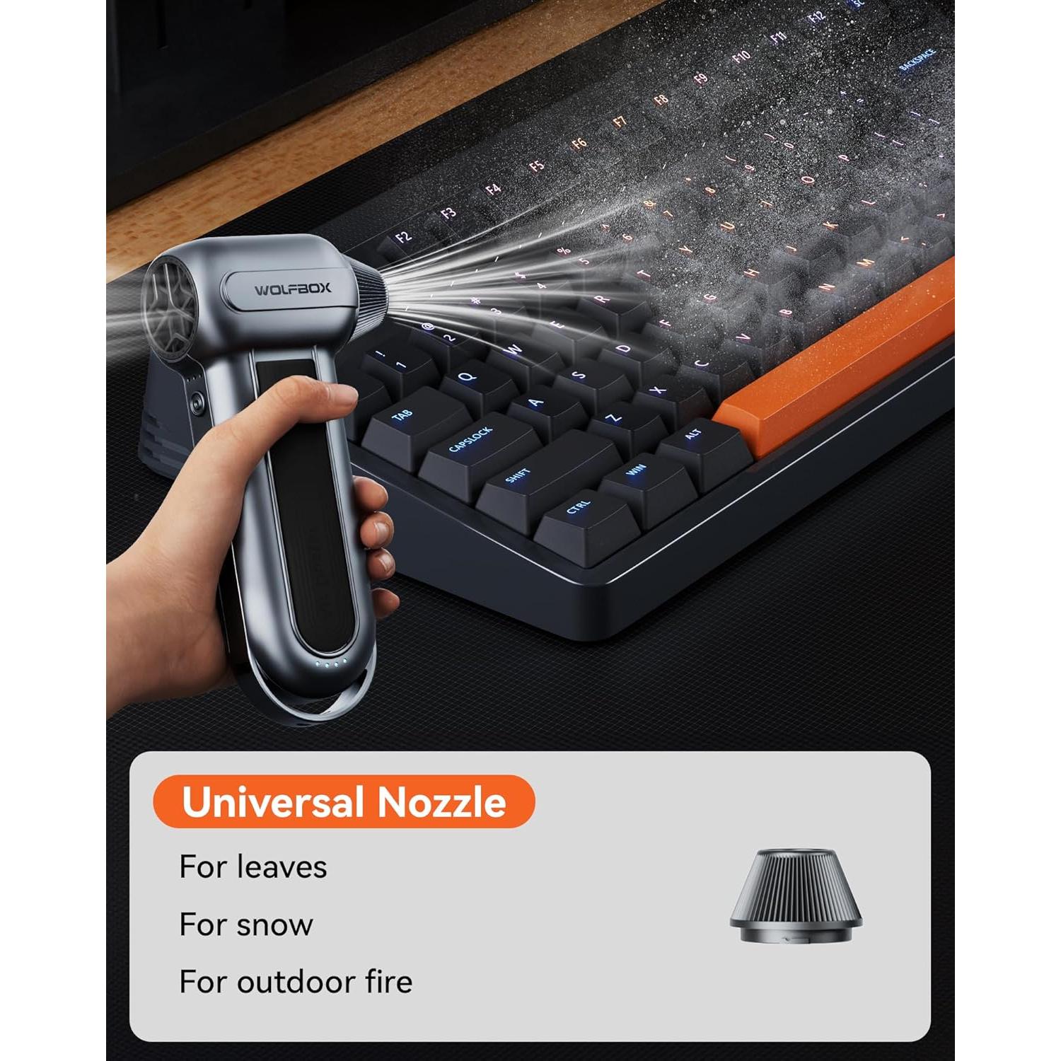 Soplador de Aire Eléctrico WOLFBOX MF100 con 5 Boquillas