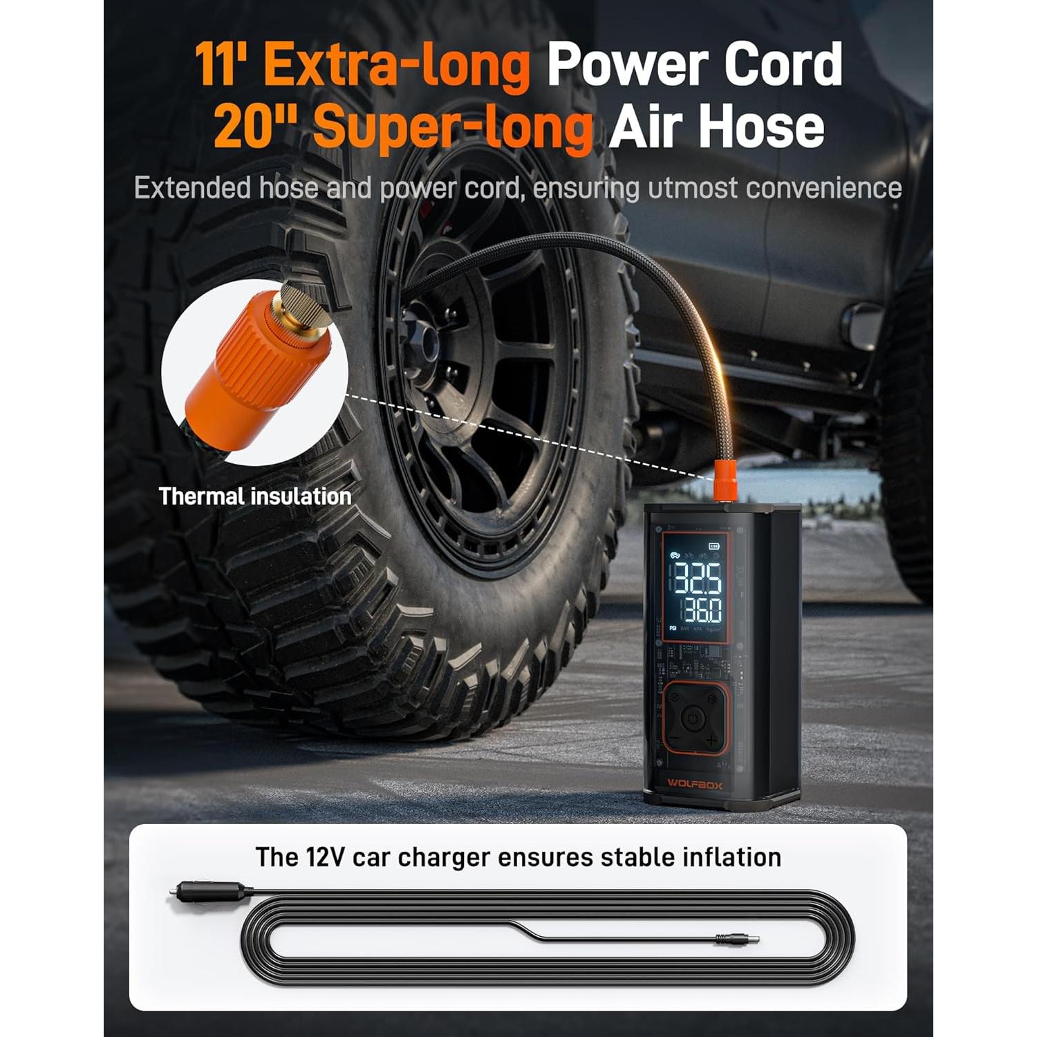 Compresor de Aire Portátil WOLFBOX MegaFlow-T 12000mAh 150PSI