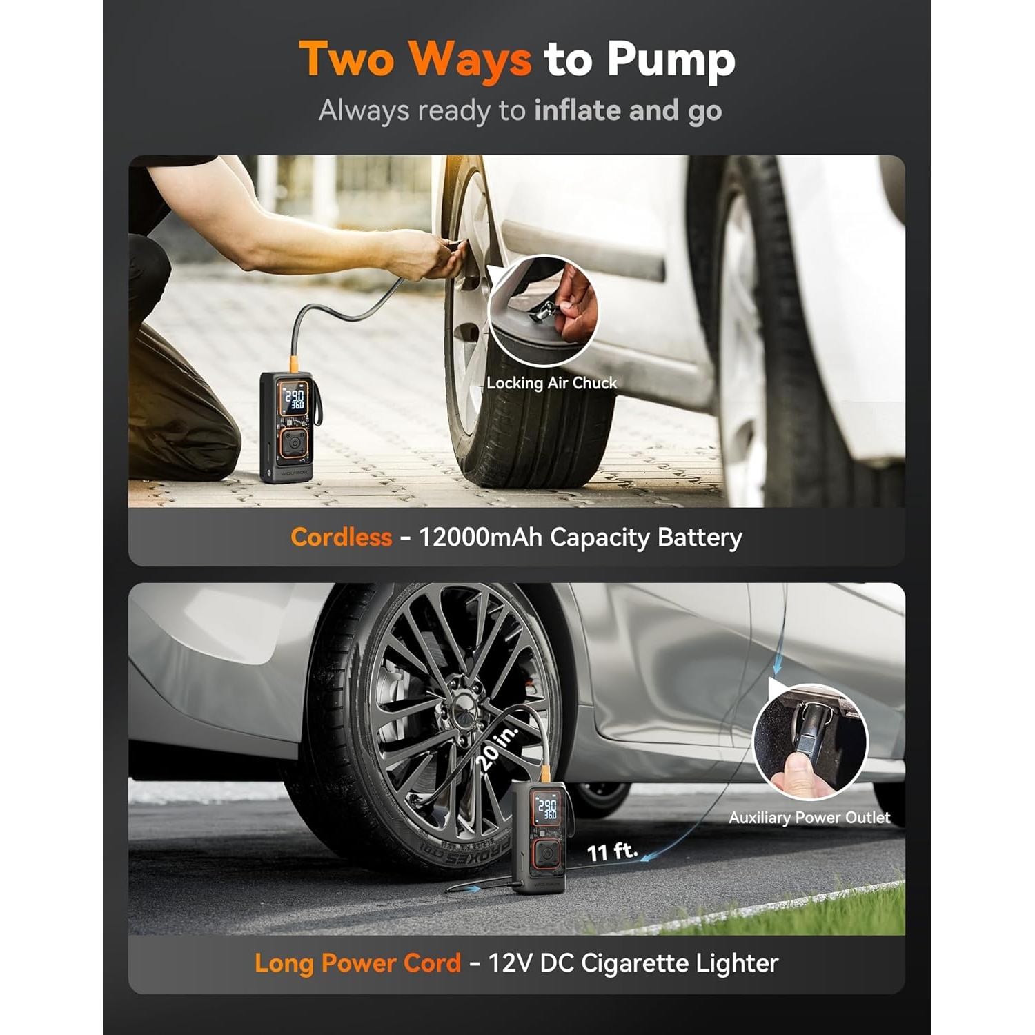 Compresor de Aire Portátil WOLFBOX MegaFlow24 12000mAh 150PSI