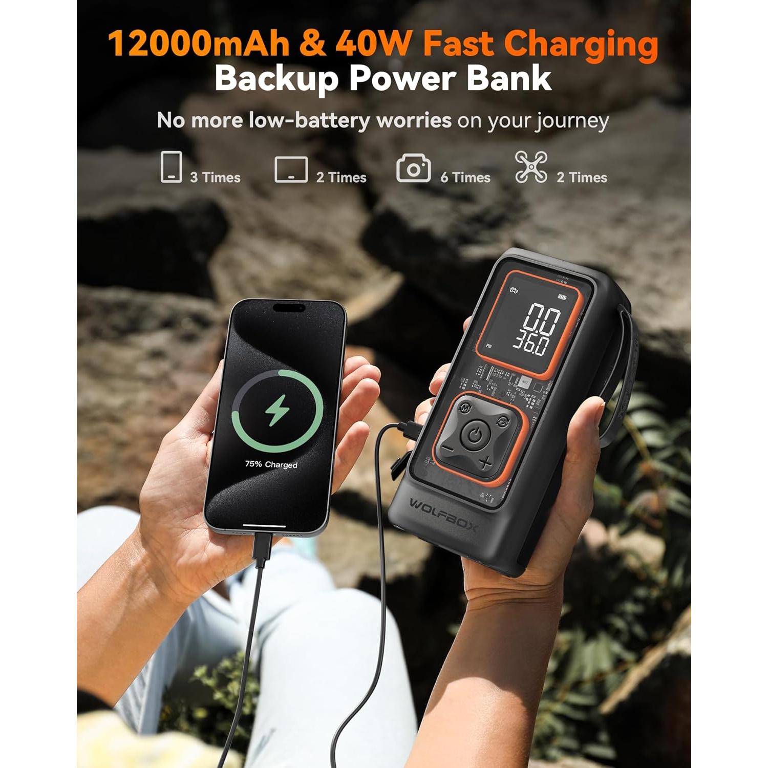 Compresor de Aire Portátil WOLFBOX MegaFlow24 12000mAh 150PSI