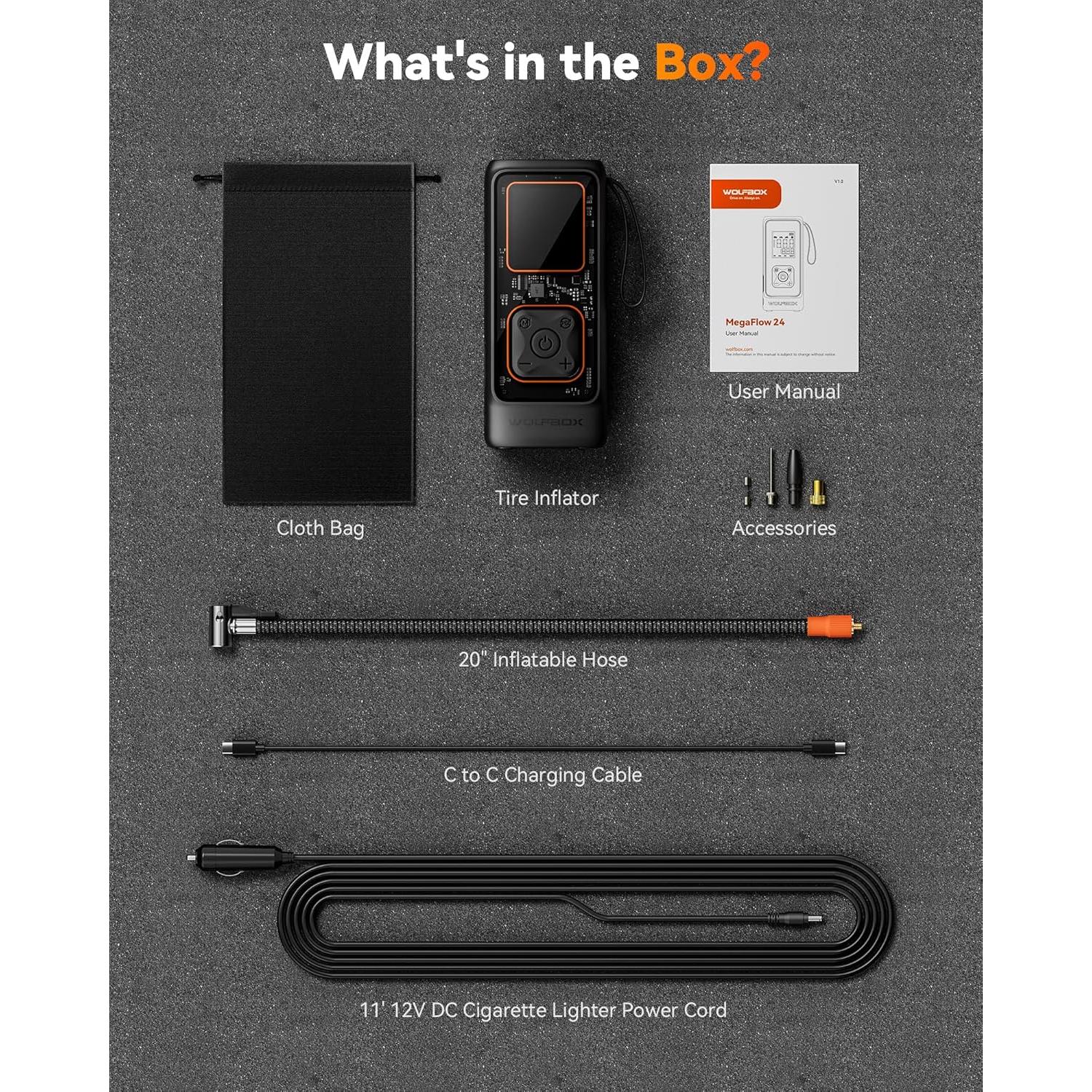 Compresor de Aire Portátil WOLFBOX MegaFlow24 12000mAh 150PSI