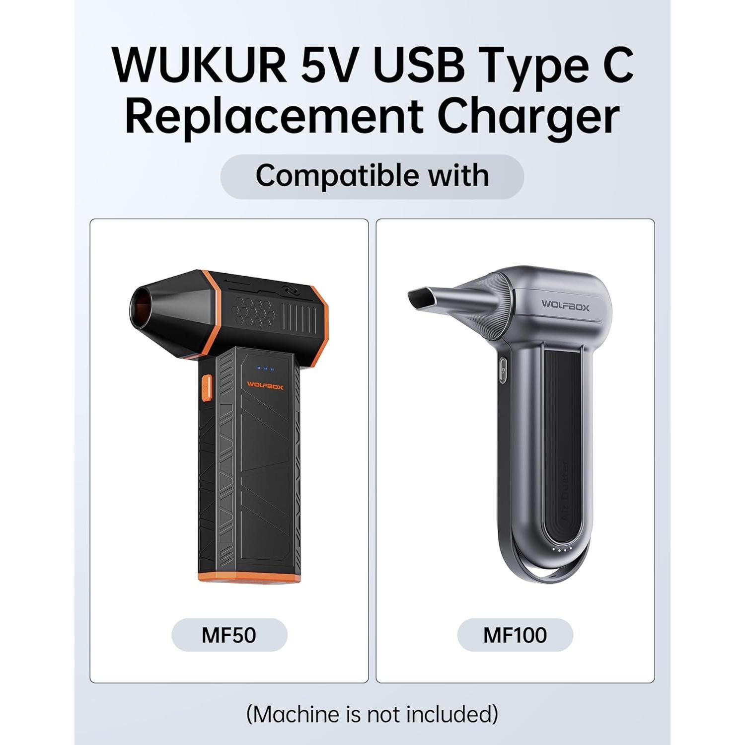 Cargador USB Tipo-C WUKUR 5V 1A para Soplador WOLFBOX