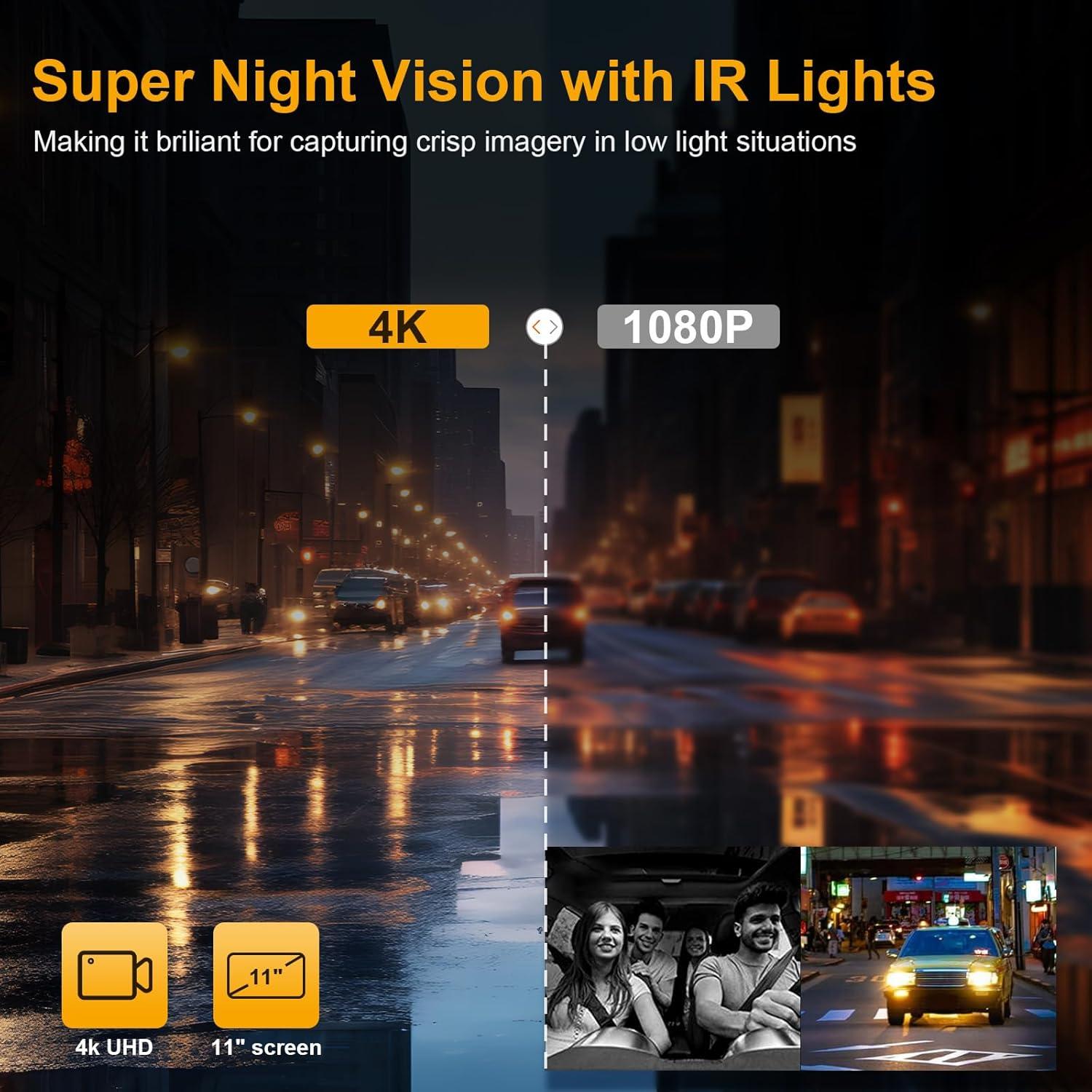 Cámara de Espejo Retrovisor Martalk K80 3 Canales 4K/1080P