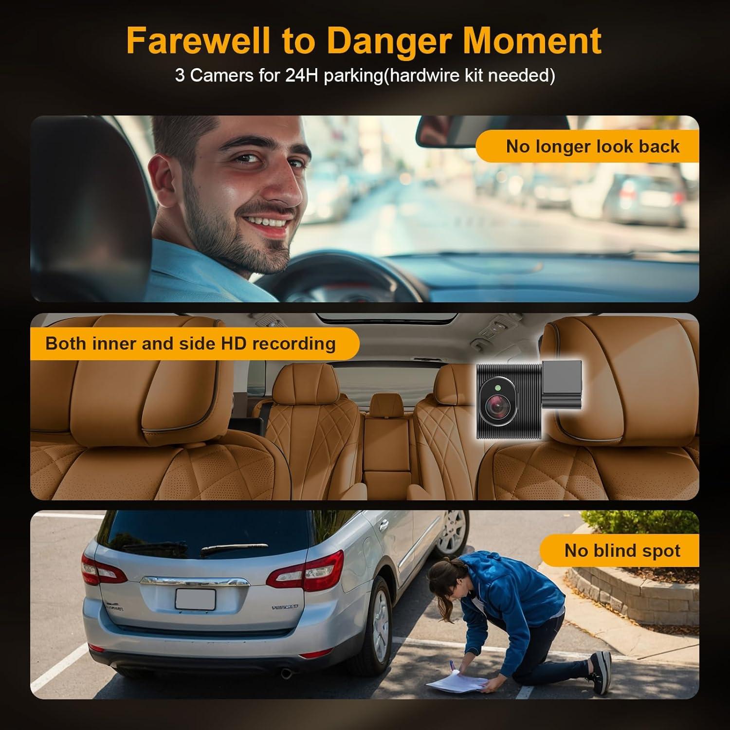 Cámara de Espejo Retrovisor Martalk K80 3 Canales 4K/1080P