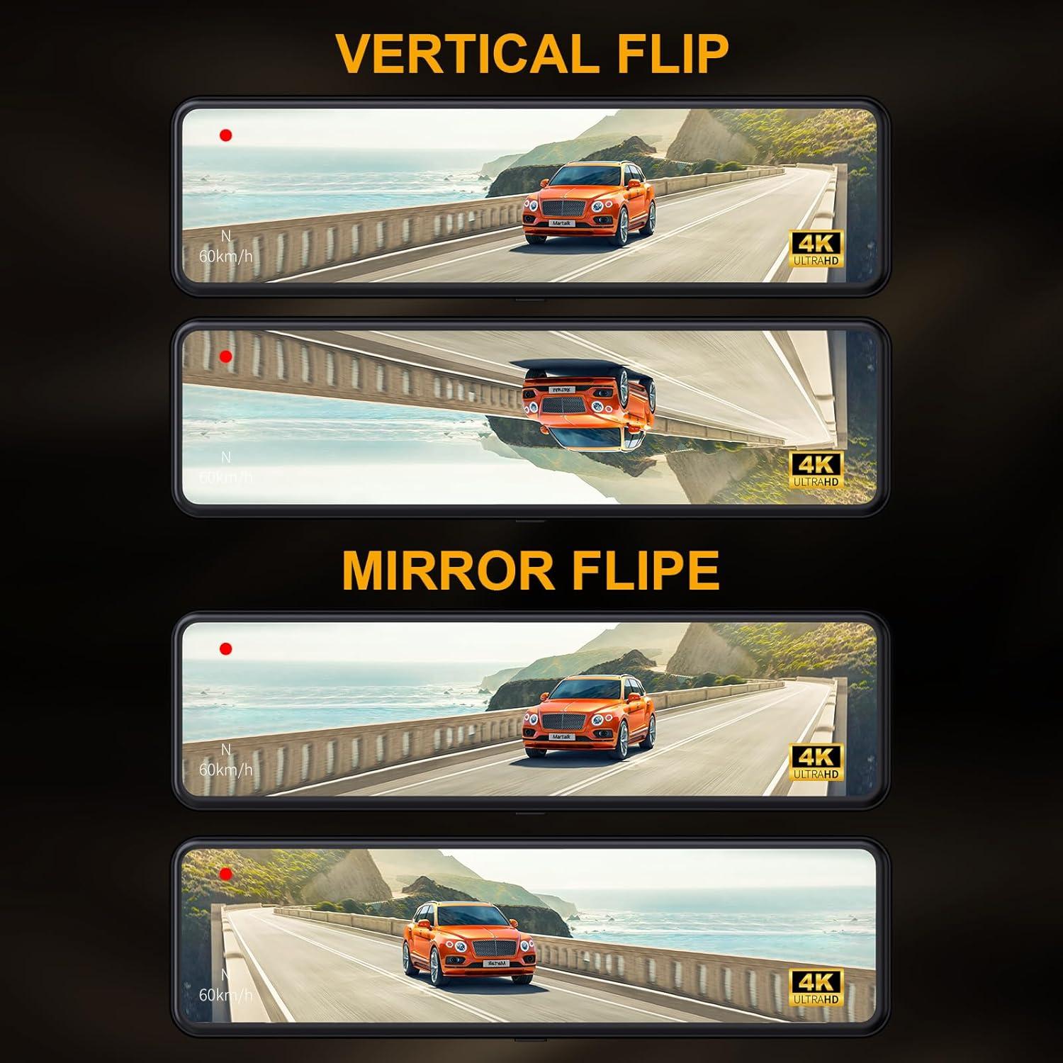 Cámara de Espejo Retrovisor Martalk K80 3 Canales 4K/1080P