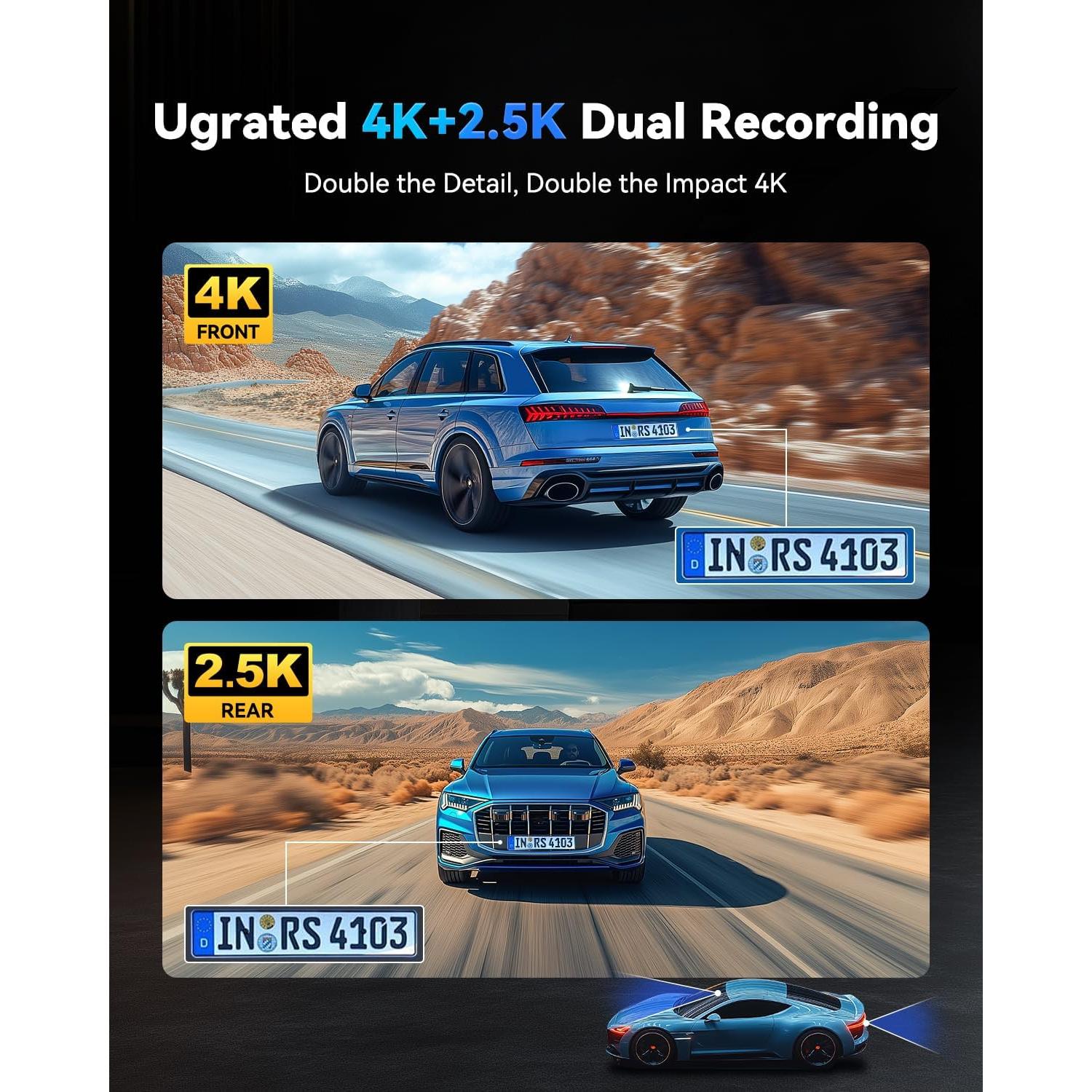 Cámara de Tablero JOMISE T860+ 4K Frontal 2.5K Trasera GPS