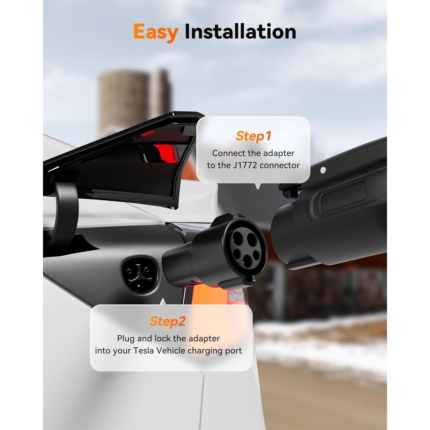 Adaptador Cargador J1772 a Tesla WOLFBOX 80A 240V Portátil