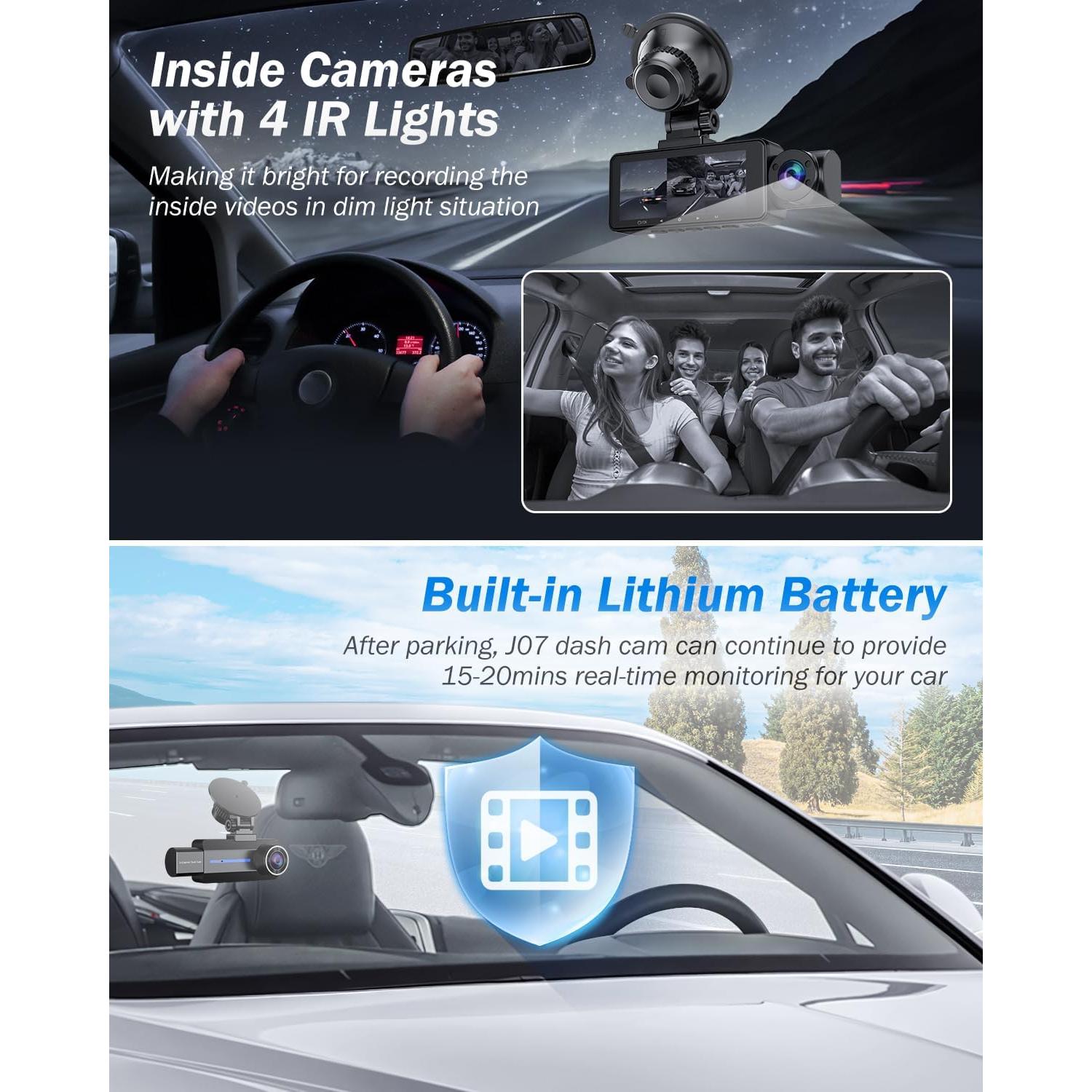 Cámara de tablero triple BAEASU J07 2.5K 170° con 32GB