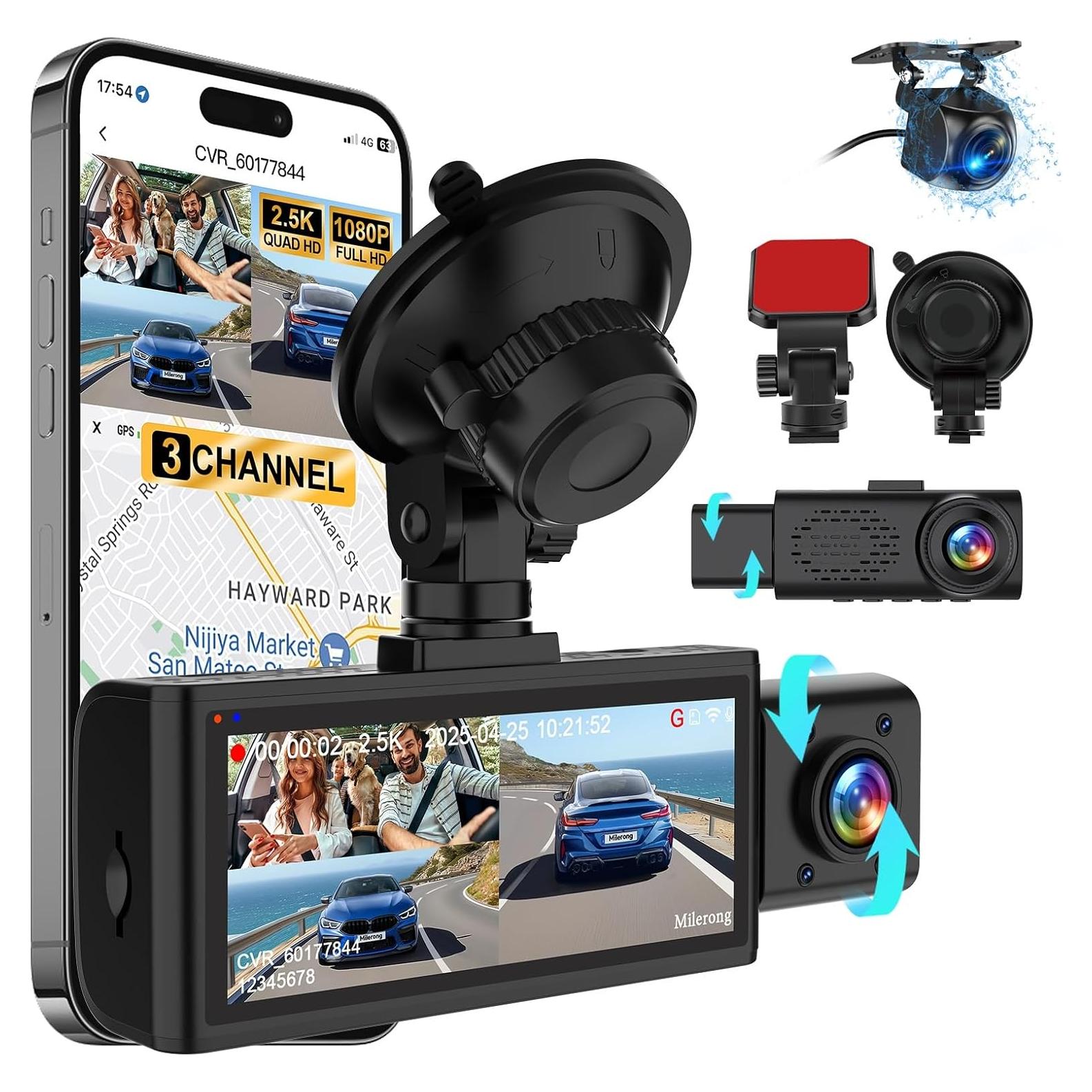 Cámara de tablero Milerong S61 3 Canales 2.5K WiFi