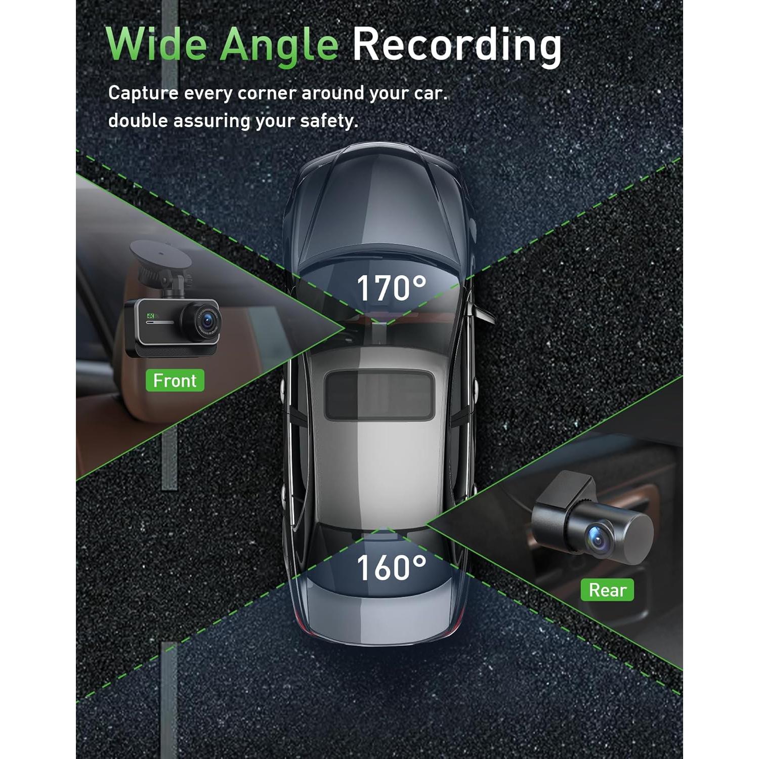 Cámara Dash GMAIPOP 4K Doble Delantera y Trasera 170°