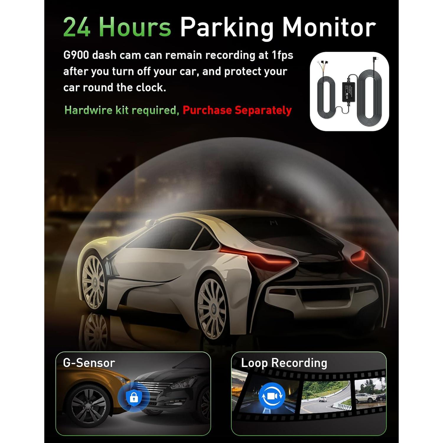 Cámara Dash GMAIPOP 4K Doble Delantera y Trasera 170°