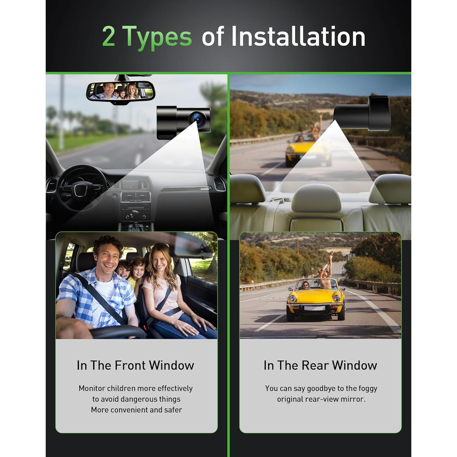 Cámara Dash GMAIPOP 4K Doble Delantera y Trasera 170°