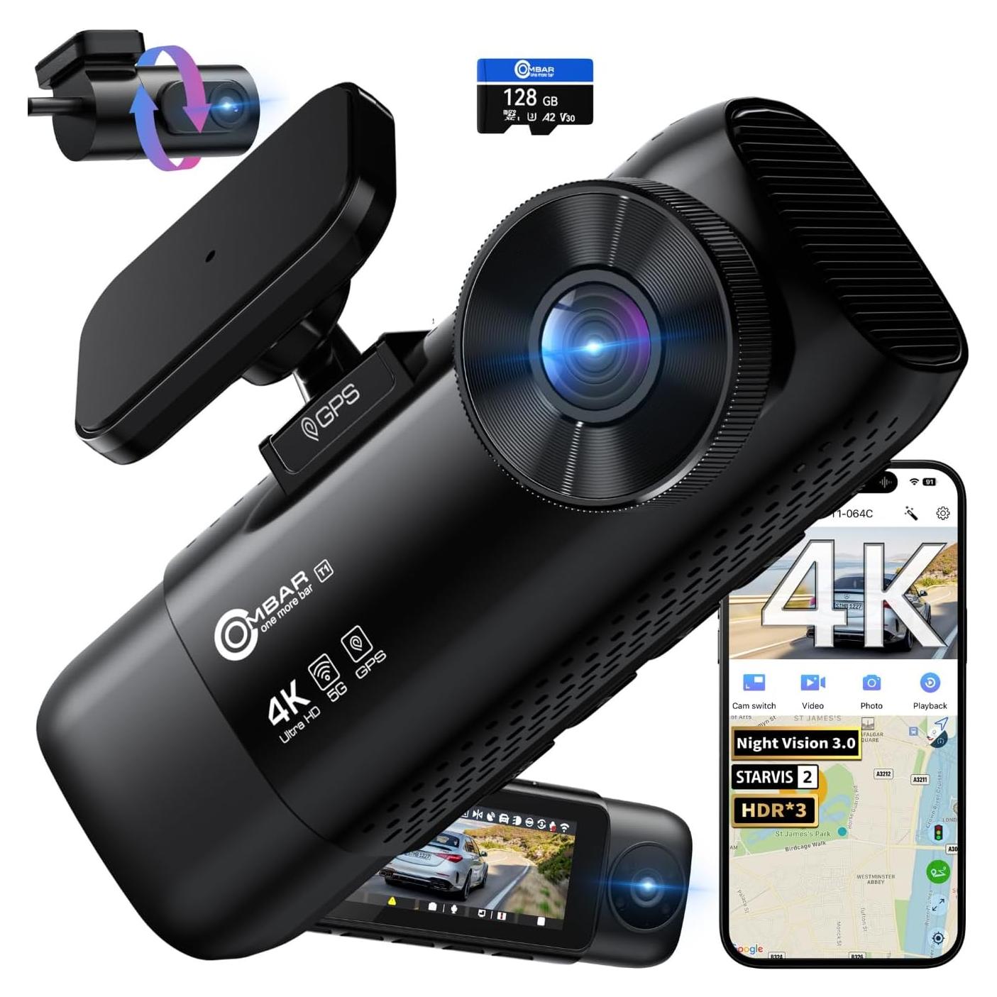 Cámara de tablero OMBAR T1 4K 3 canales con visión nocturna