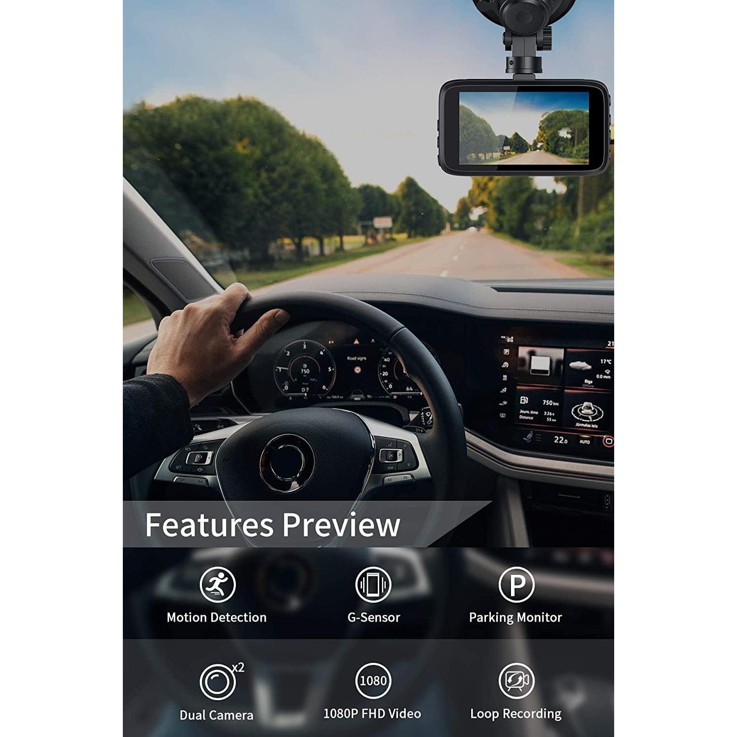 Cámara Dash Milerong A25 Delantera y Trasera 1080P FHD