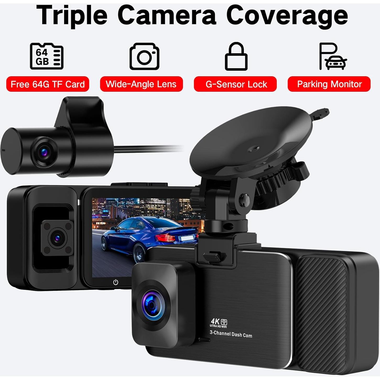 Cámara Dash 4K LECTRUS K02 Pro 3 Canales con WiFi 5G