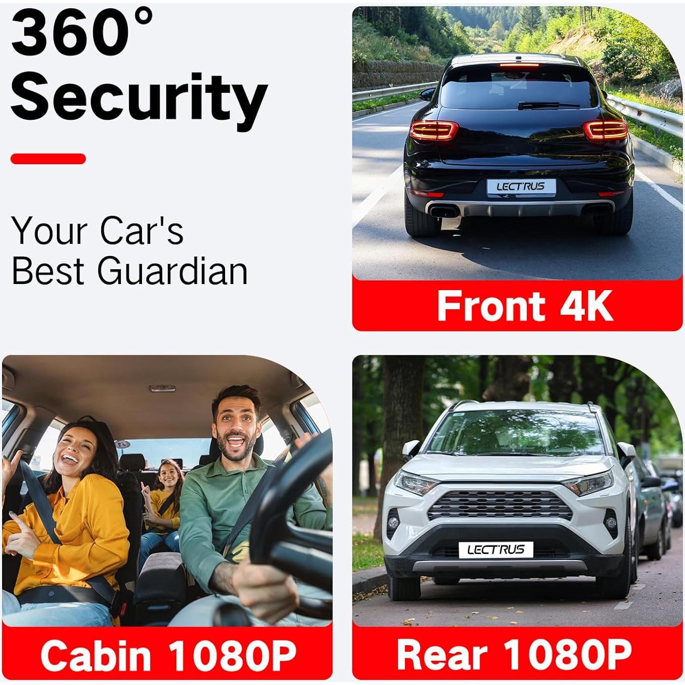 Cámara Dash 4K LECTRUS K02 Pro 3 Canales con WiFi 5G