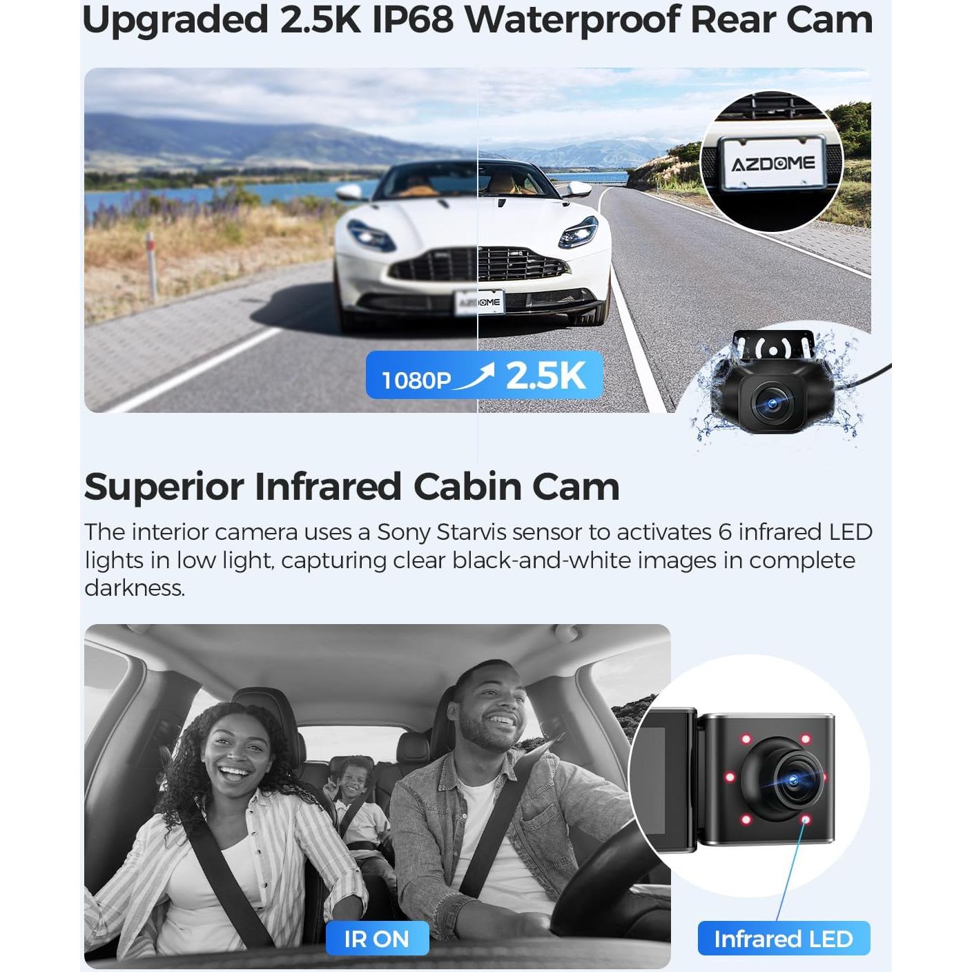 Cámara de Salpicadero AZDOME M550 4K Triple con WiFi y GPS