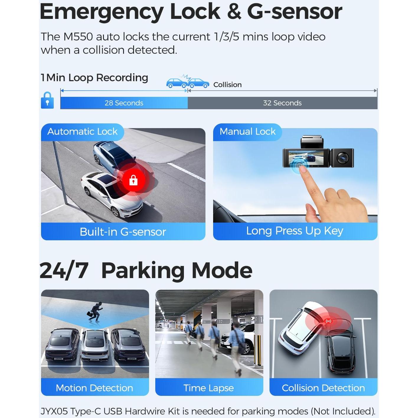 Cámara de Salpicadero AZDOME M550 4K Triple con WiFi y GPS