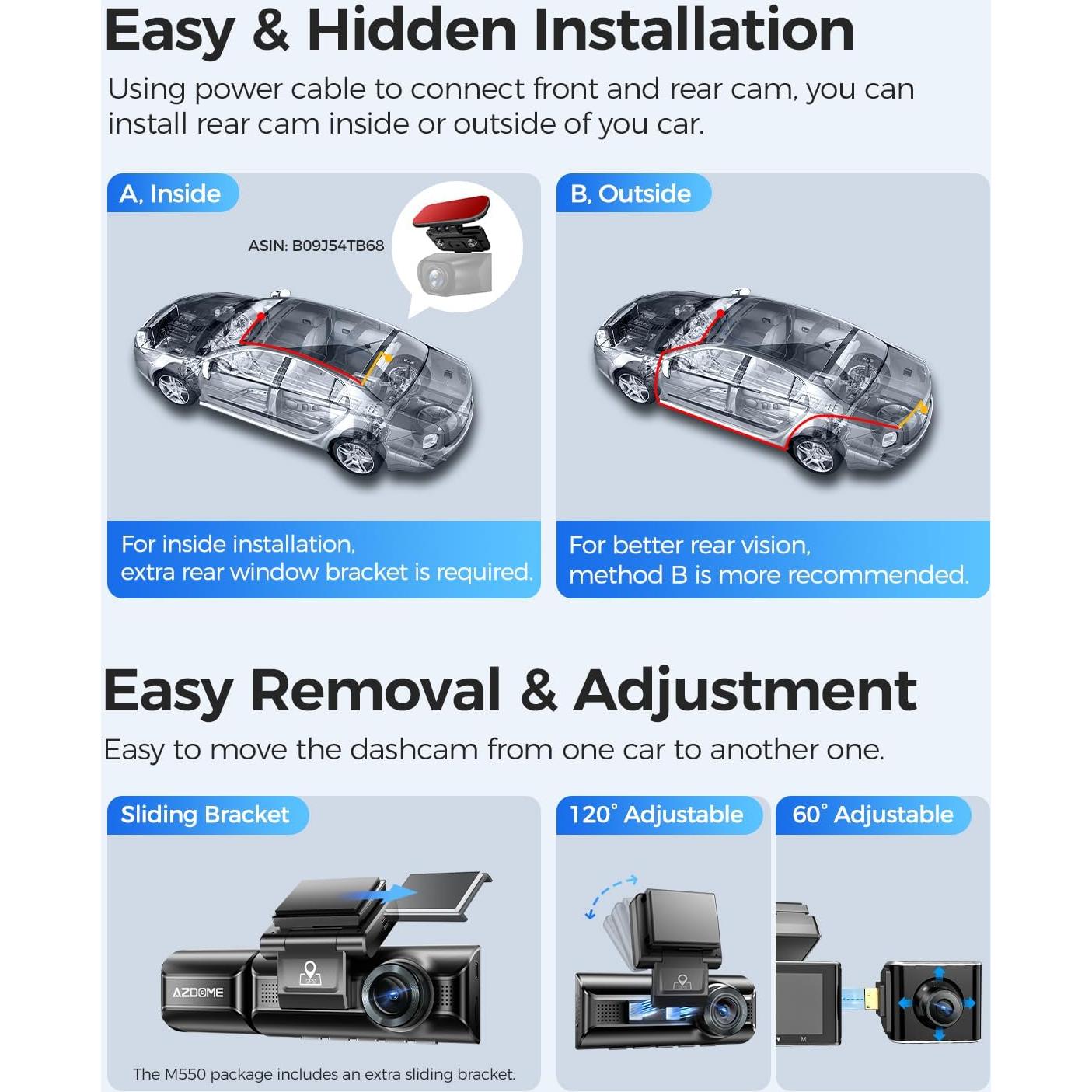 Cámara de Salpicadero AZDOME M550 4K Triple con WiFi y GPS