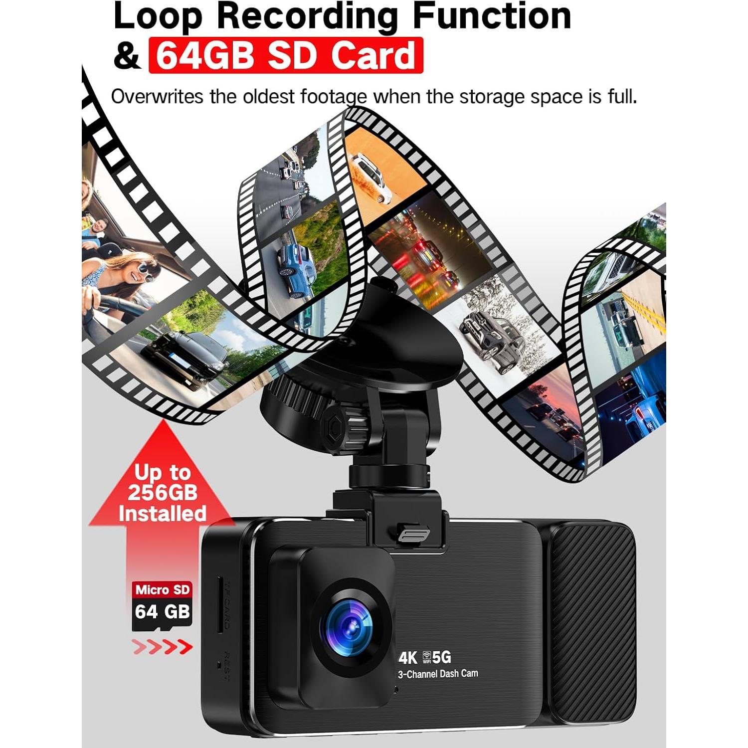 Cámara Dash 4K LECTRUS K02 Pro 3 Canales con WiFi y 64GB