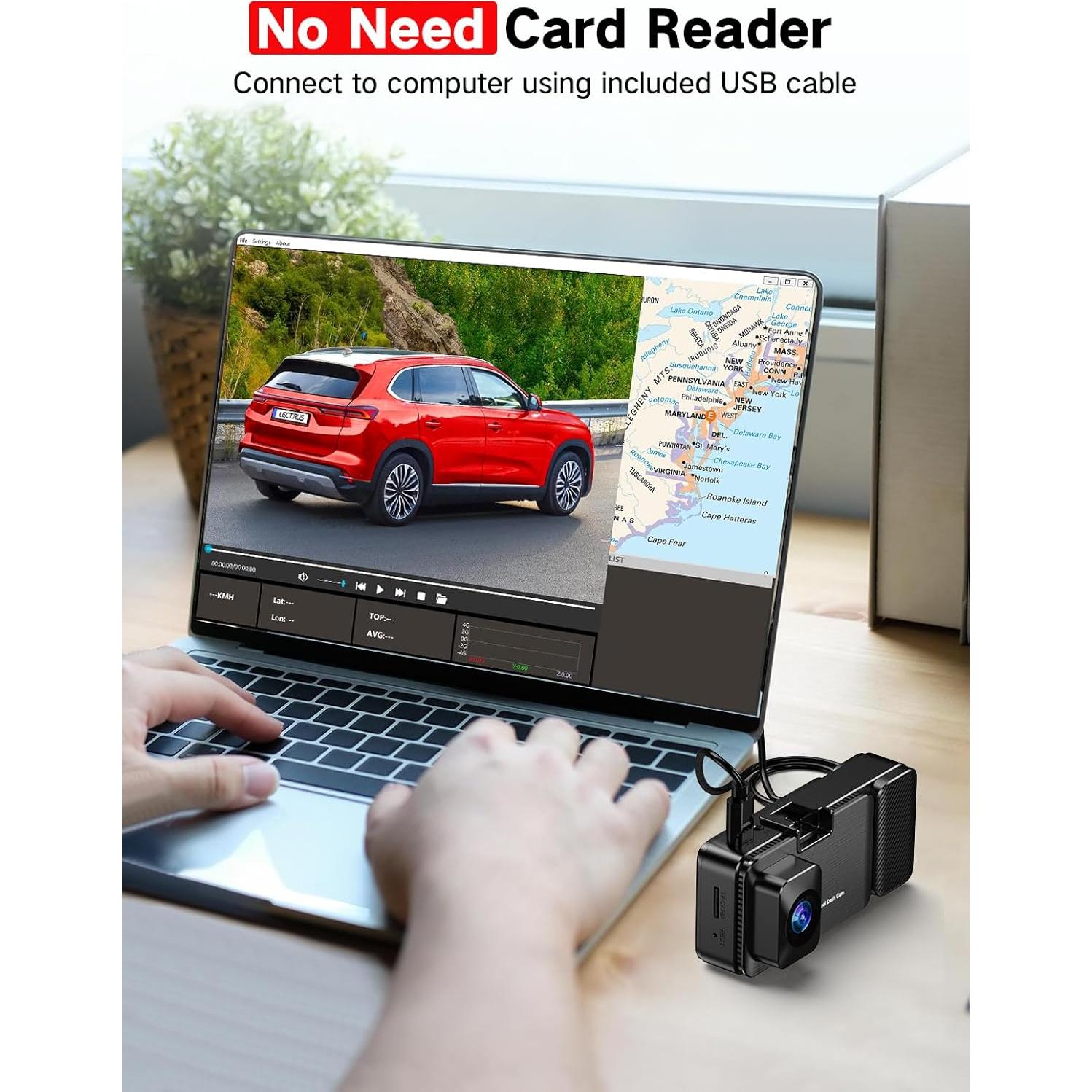 Cámara Dash 4K LECTRUS K02 Pro 3 Canales con WiFi y 64GB