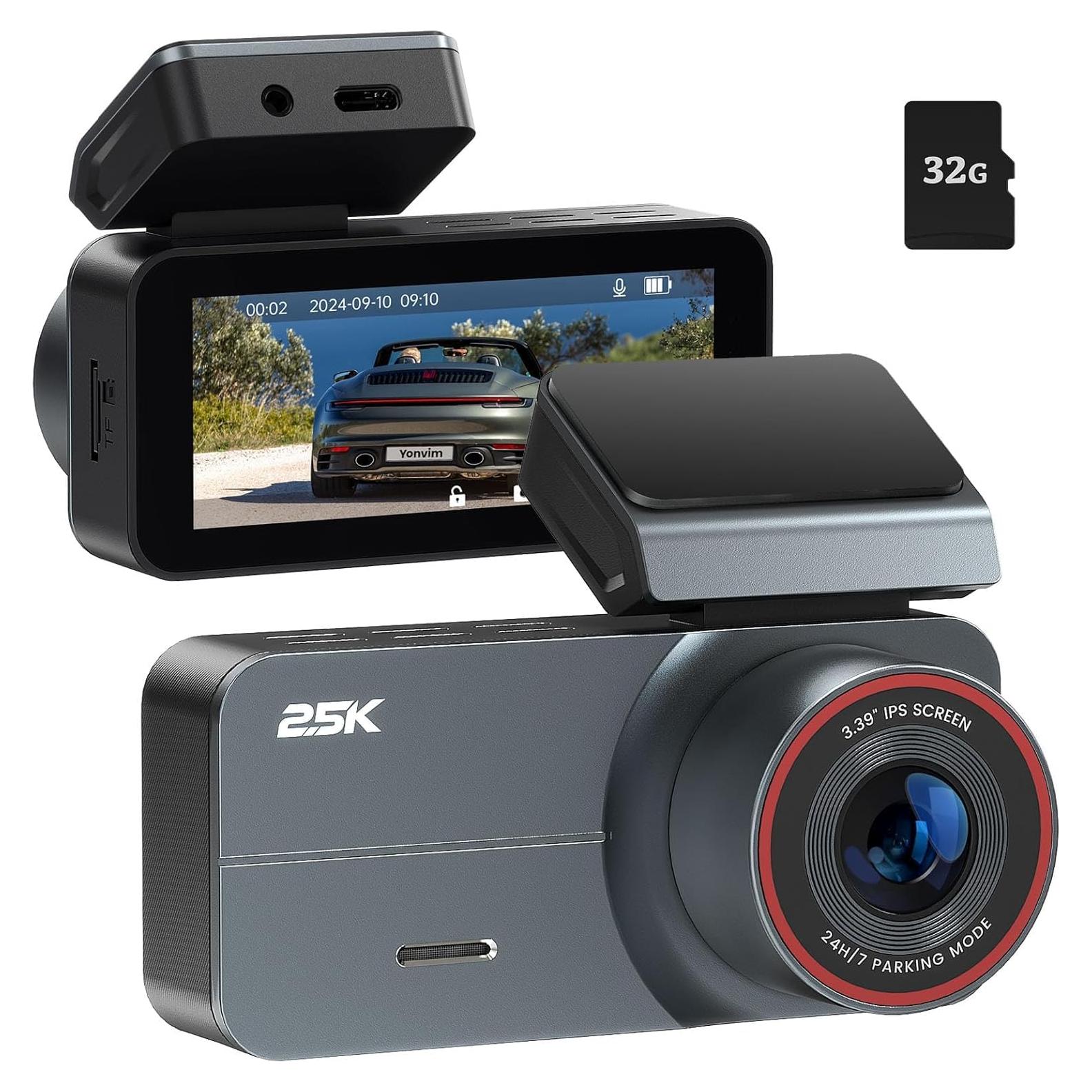 2.5K Dash Cam，Dash Camera for Cars with 32GB Card & 3.39" IPS Screen - 160° Wide Angle, Loop Recording for Night/Day Security,G-Sensor, Support 256 GB Max