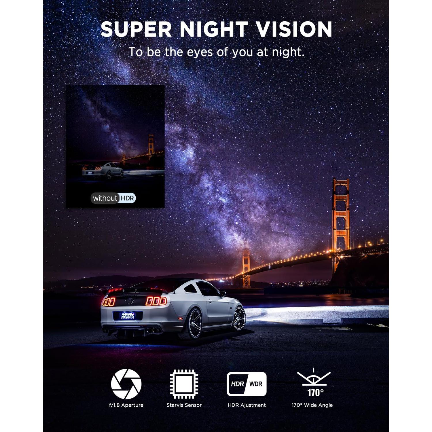 Cámara de tablero 4K ONDASHCAM con GPS y WiFi, 3.5" IPS