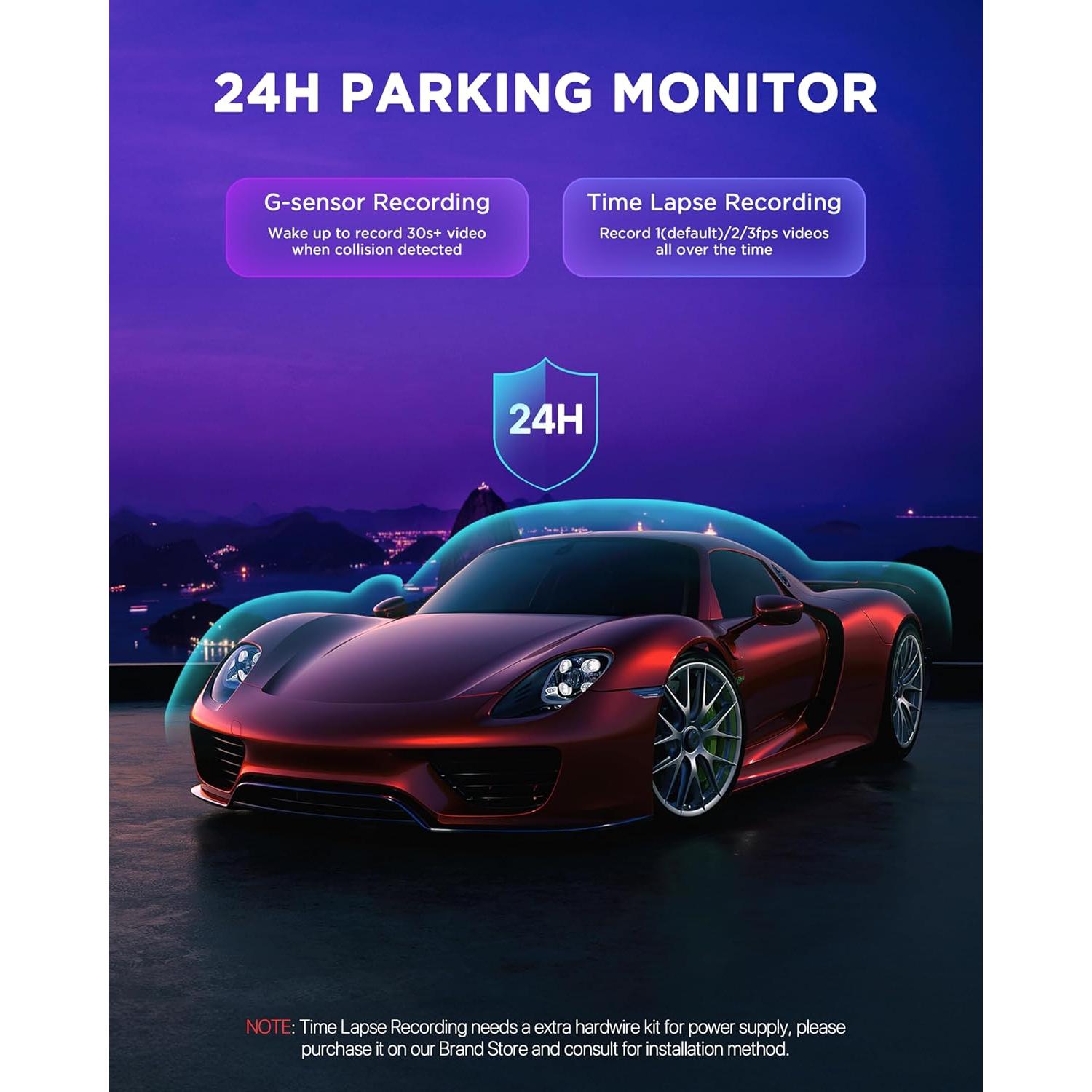 Cámara de tablero 4K ONDASHCAM con GPS y WiFi, 3.5" IPS