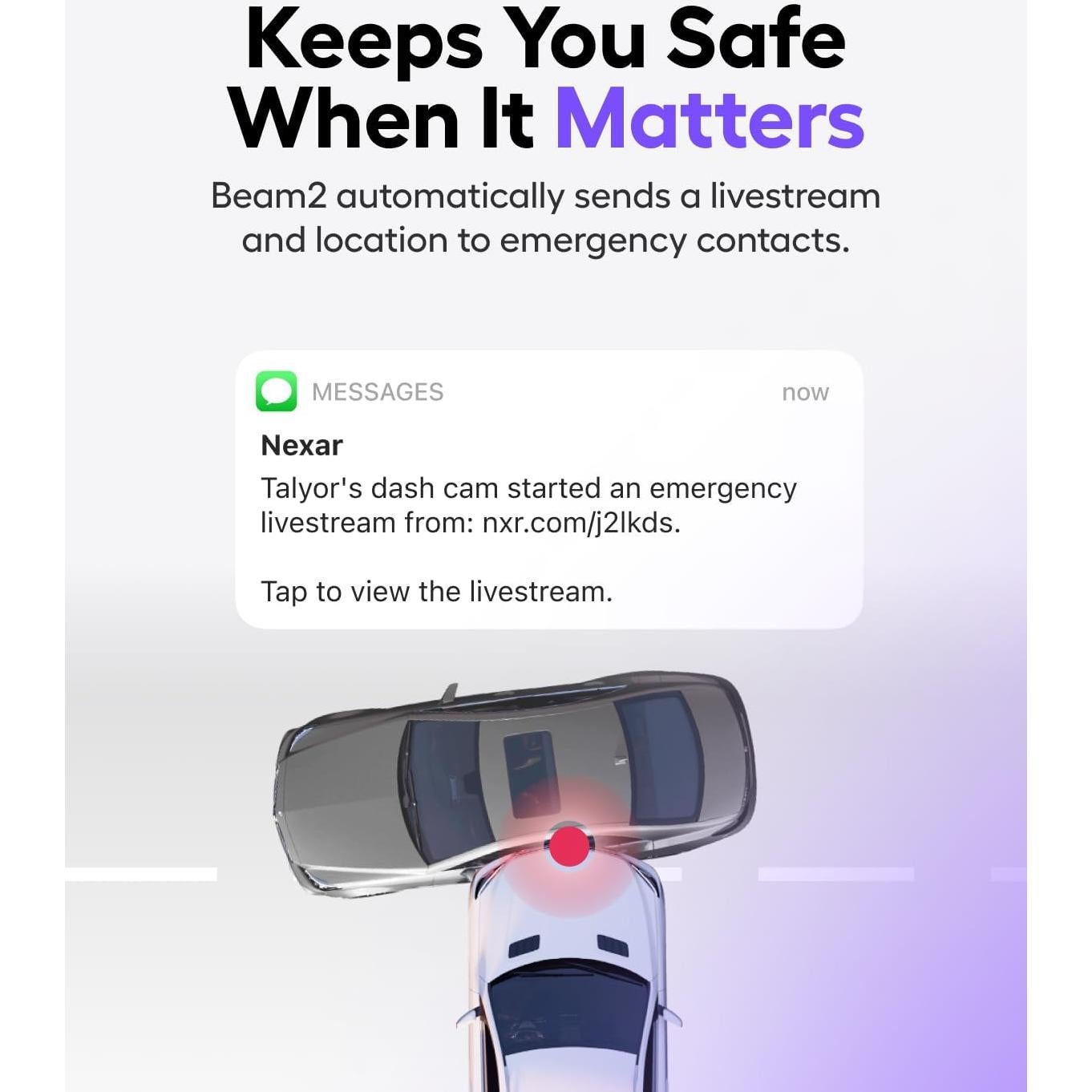 Nexar beam2 Dash Cam - 1 Year Nexar Connect Subscription Included - 2K QHD LTE Connected Unlimited Cloud Storage Live Streaming Parking Mode Night Vision - Front & Cabin Cam (128GB Internal Storage)