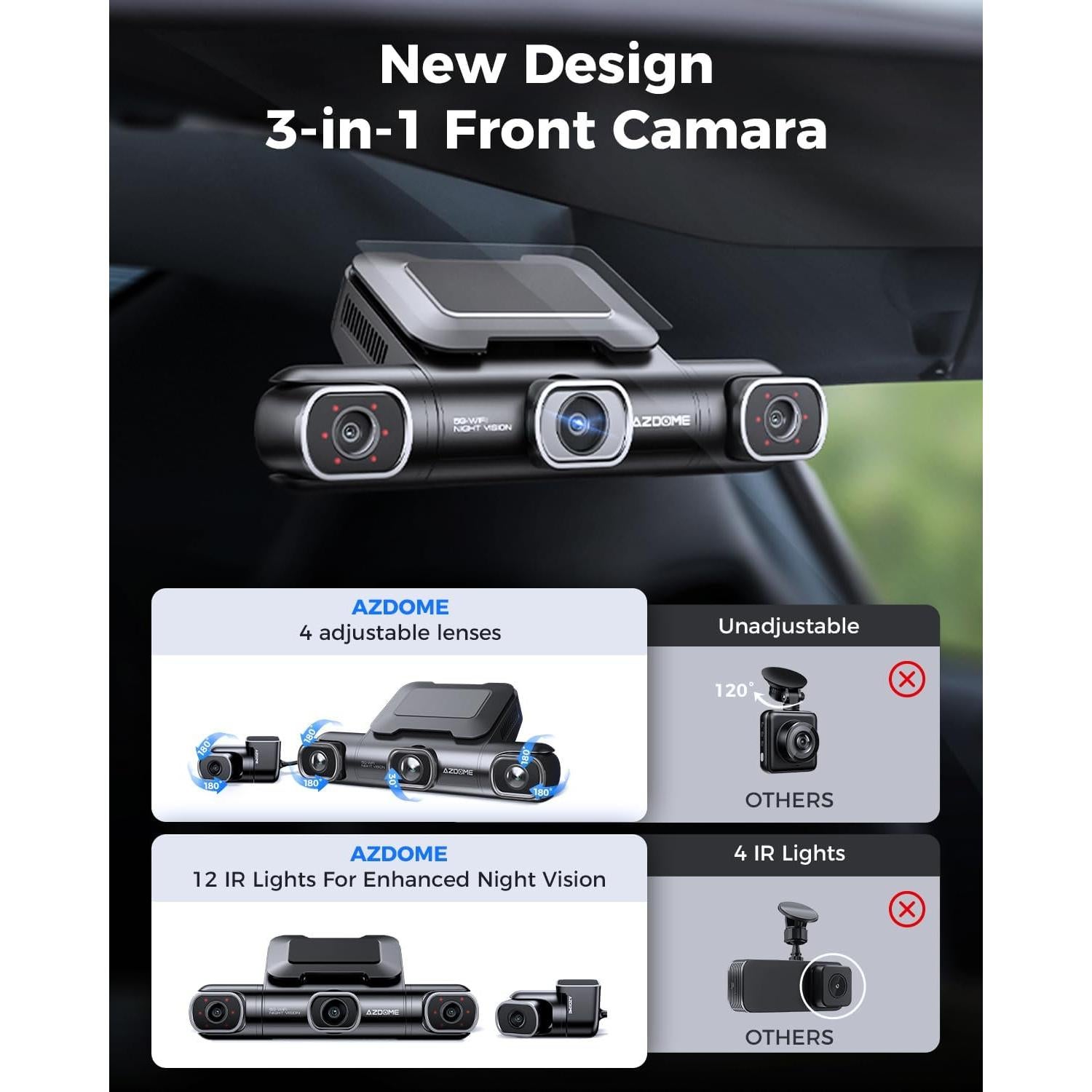 Cámara de Salpicadero AZDOME M660 360° 4 Canales 128GB eMMC