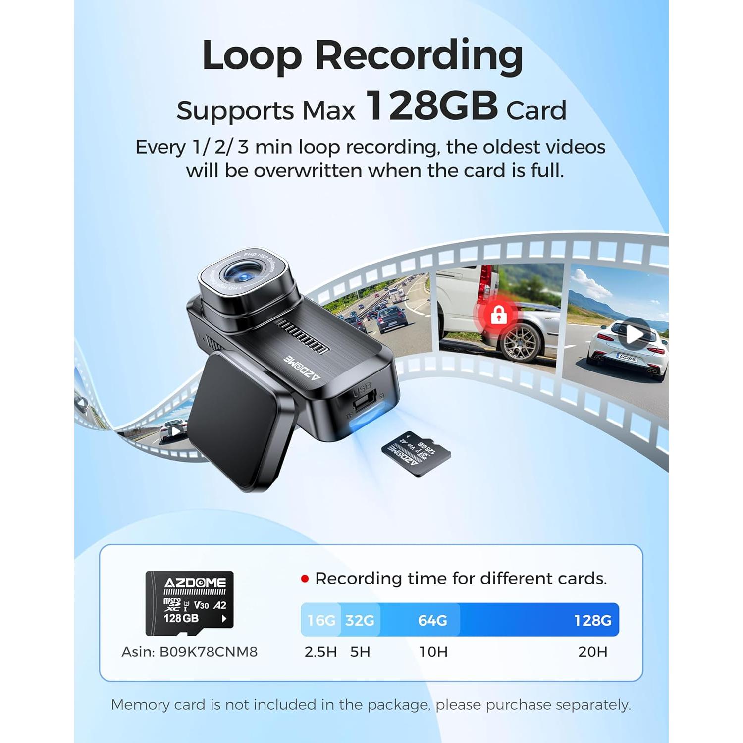 Cámara de Salpicadero AZDOME M200 1080P WiFi con G-Sensor