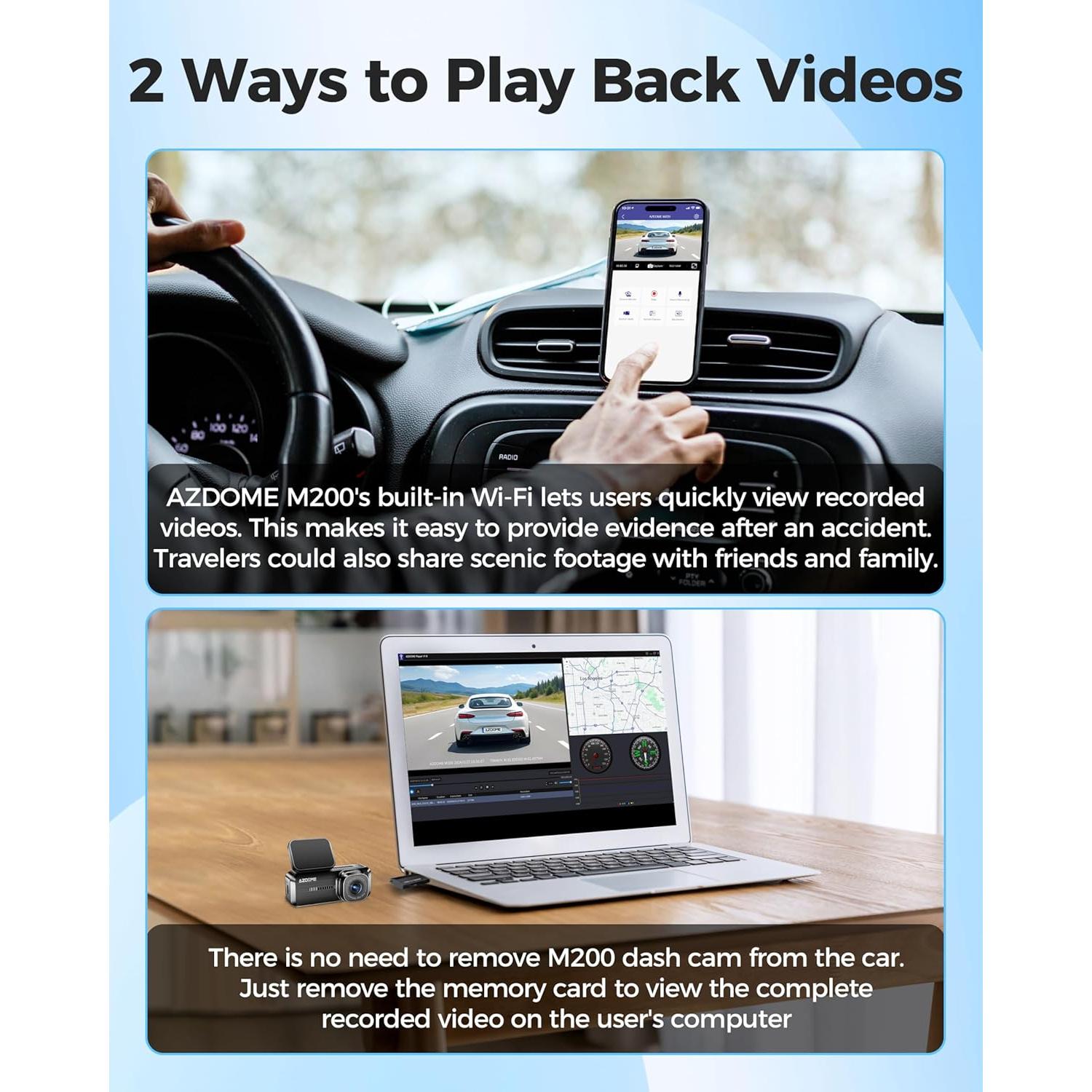 Cámara de Salpicadero AZDOME M200 1080P WiFi con G-Sensor