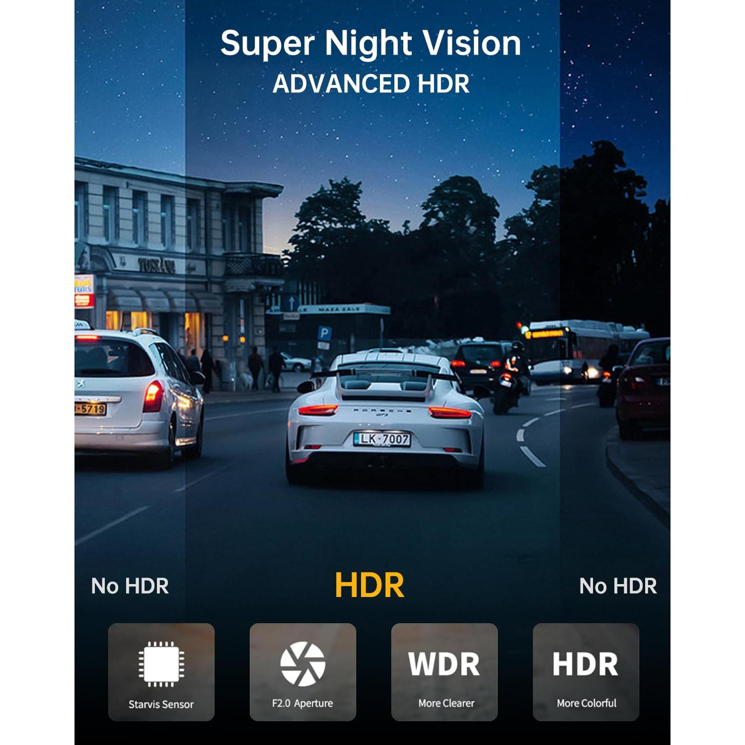 Cámara Dash KooBaCar F7S 3 Canales 1080P con Visión Nocturna