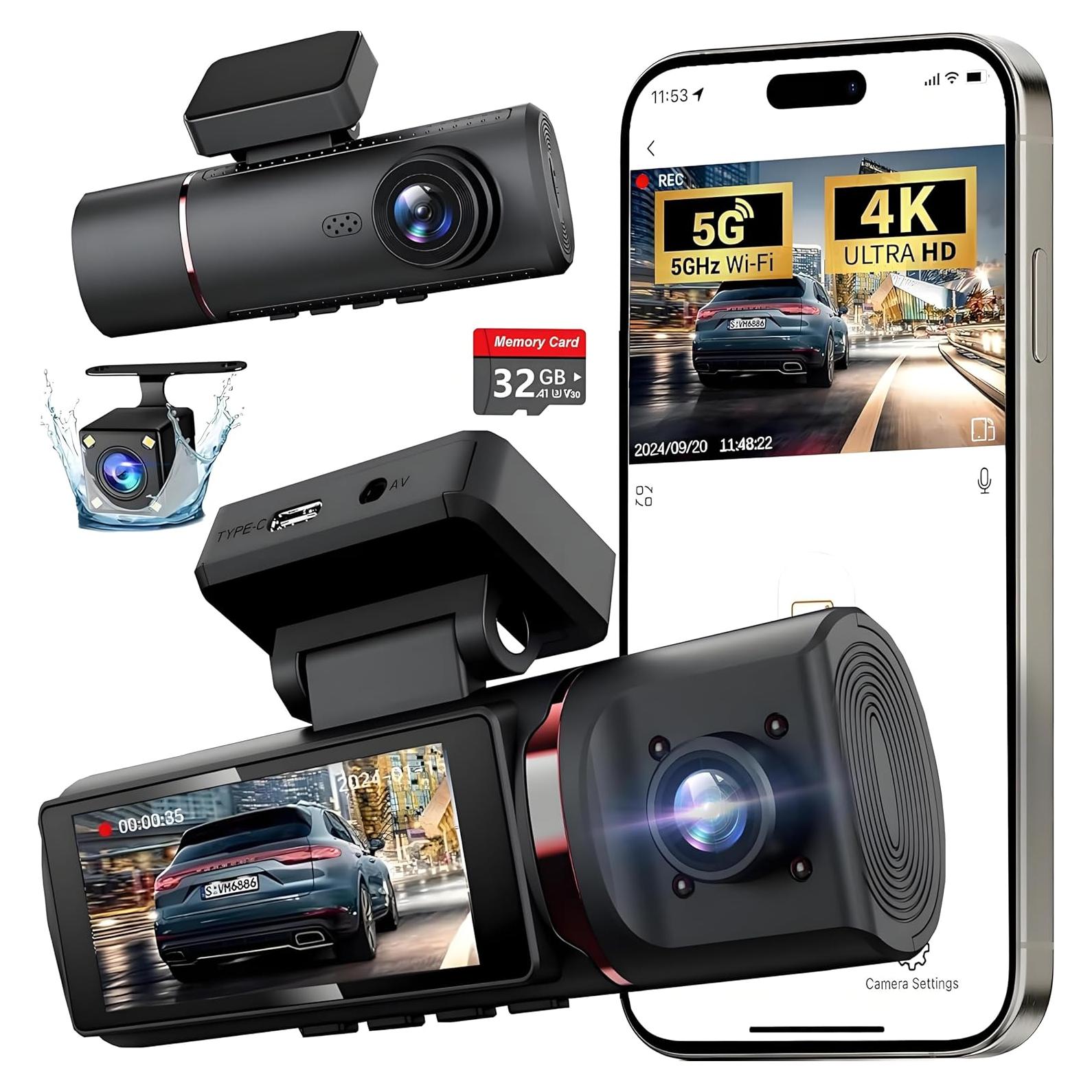 Cámara Dash 4K CRROPDA 3 Canales con G-Sensor y App