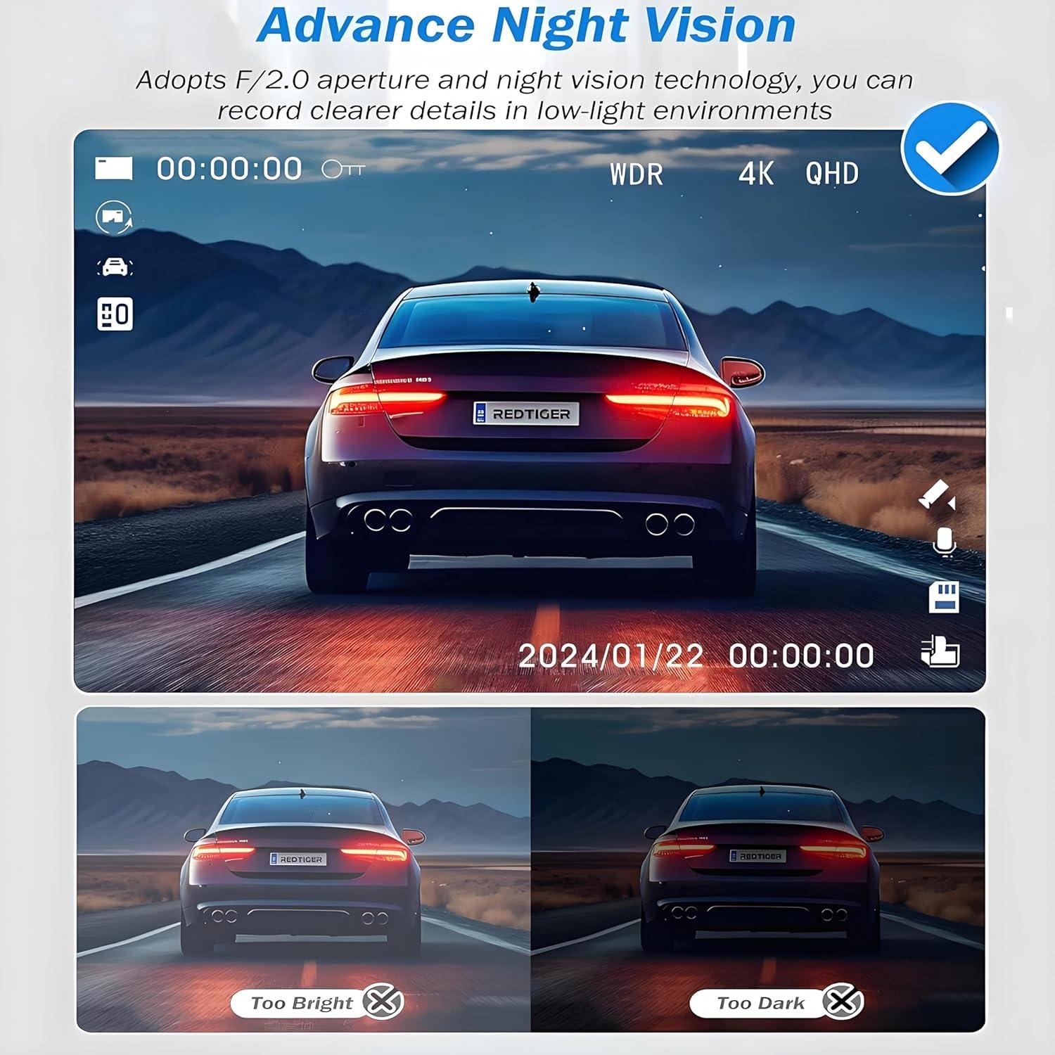 Cámara Dash 4K CRROPDA 3 Canales con G-Sensor y App