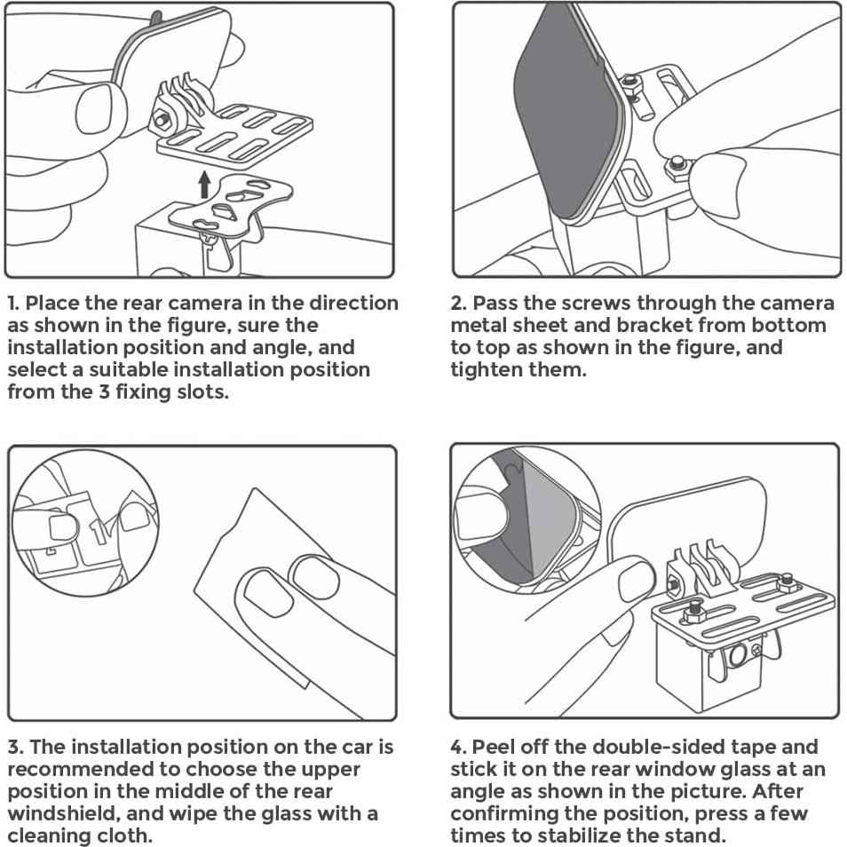 Rear Camera Holder Rear Window Bracket for Most Back Camera Dash Cam AZDOME M550 PG17 PG19X M01 Pro M550 Max Car Cam for REDTIGER F7N, CHORTAU, Kingslim, Z-Edge