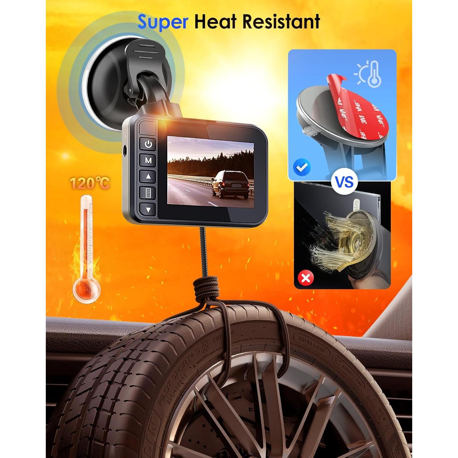 volport Sticky Adhesive Pad Replacement for Dash Cam Suction Cup Mount, 4pcs 2.2" 3M VHB Round Heat Resistant Double Sided Mounting Sticker Tape for Dashcam Car Dashboard Windshield Camera GPS Holder