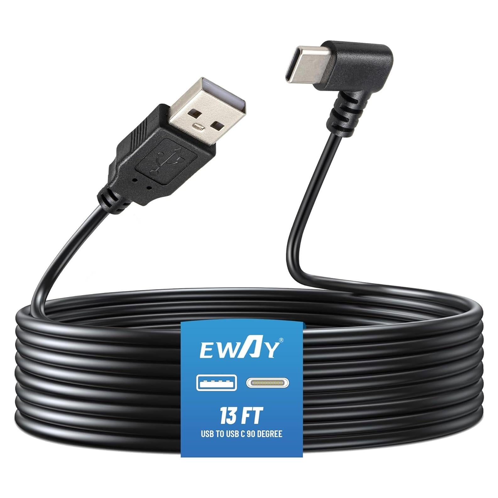 EWAY Cable de Alimentación USB-C 4M para Dash Cam 90 Grados
