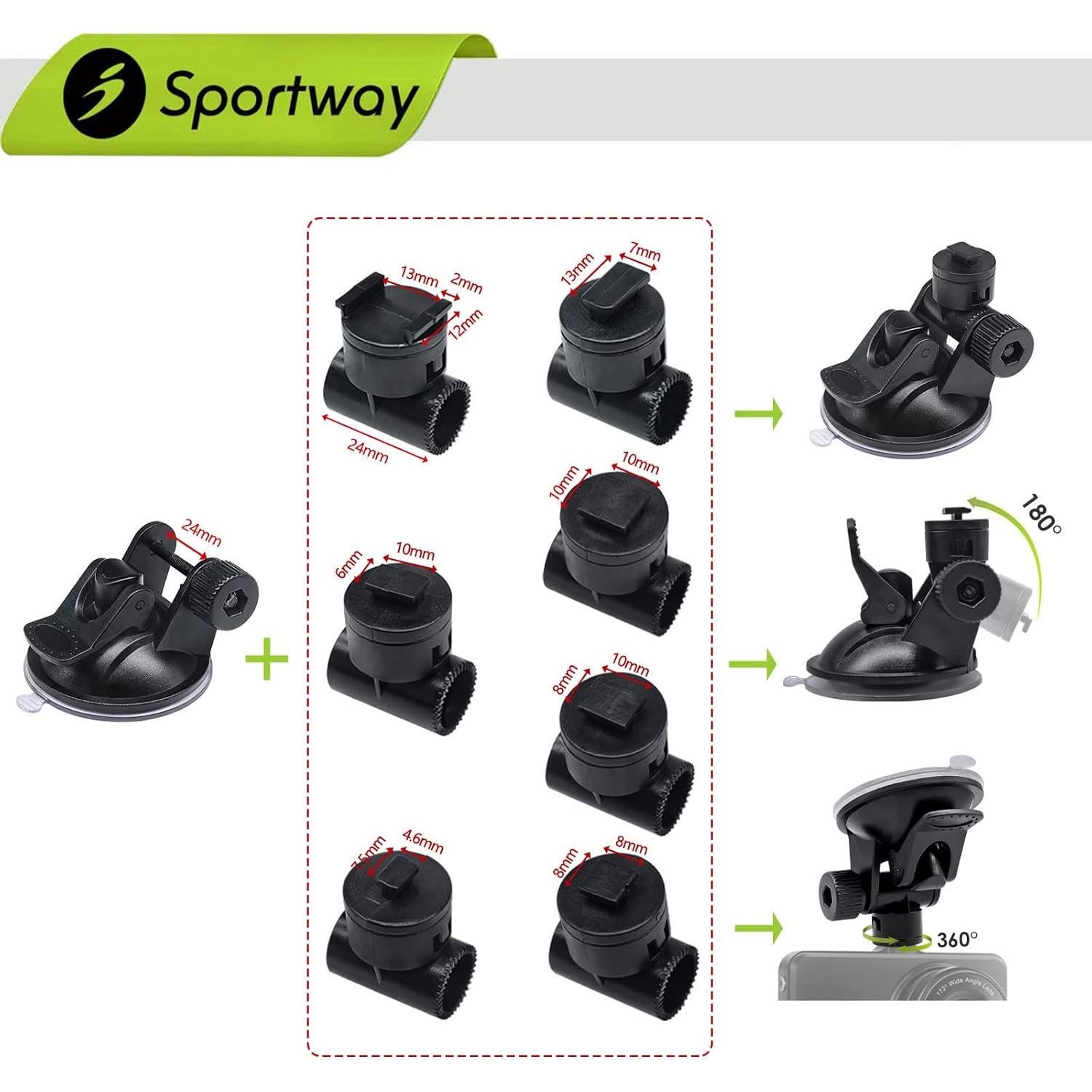 Soporte de Ventosa para Cámara Dash Sportway S40 360° 5kg