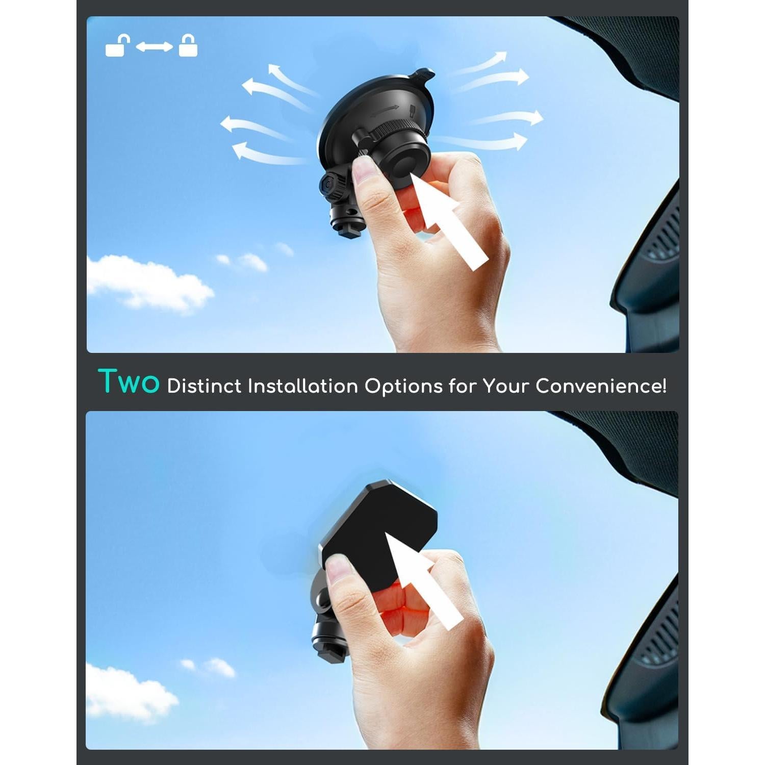 Soporte para cámara de tablero COOAU con ventosa y 3M