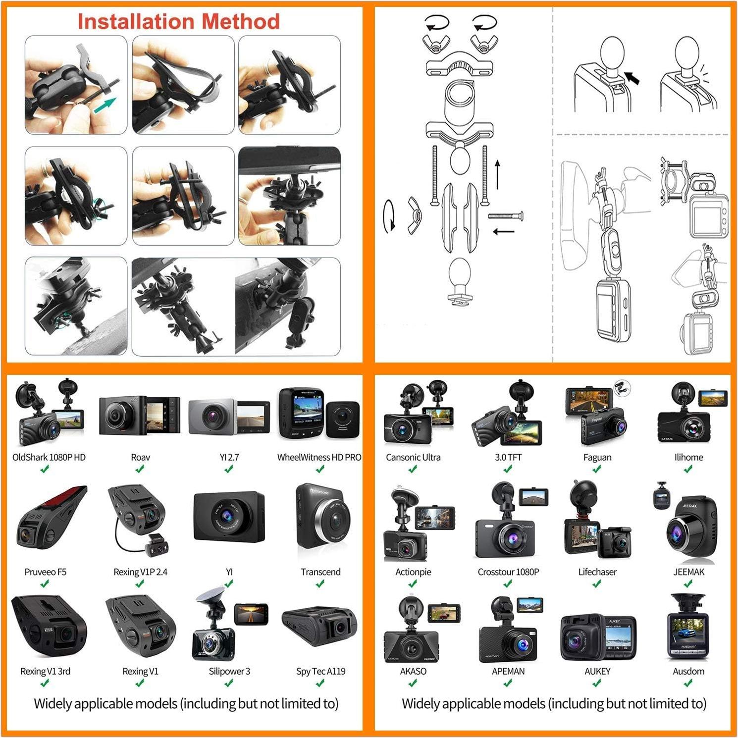 Soporte de cámara de salpicadero iSaddle CH-MK02 para espejo retrovisor