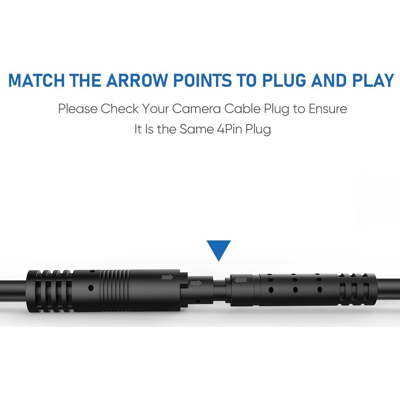 Cable de Extensión para Cámara de Respaldo YQMAJIM 3M 4 Pines Cobre Puro