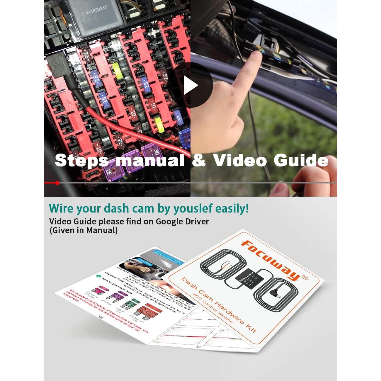 Kit de Cableado Duro FOCUWAY para Cámara de Tablero 4m 12V-24V