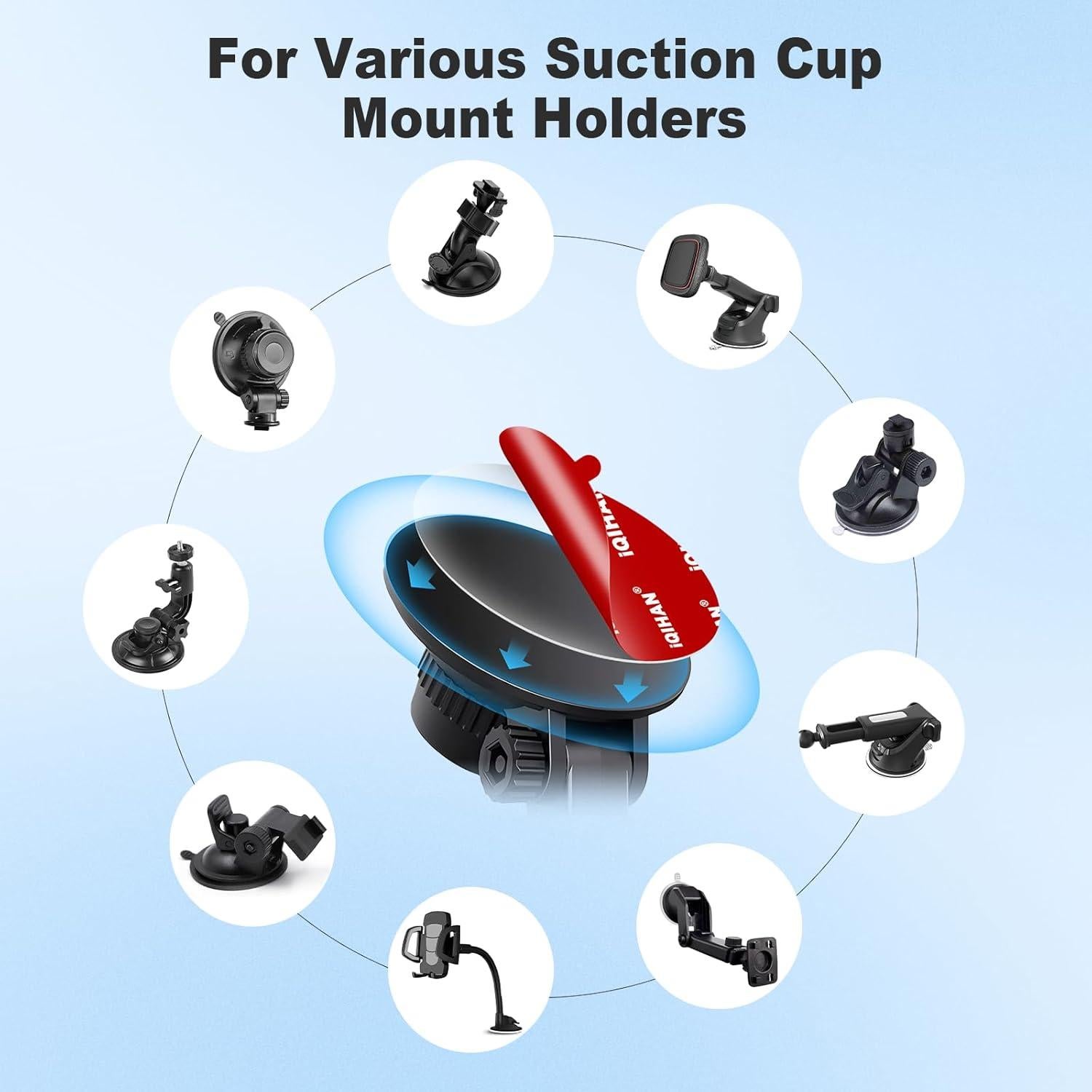 Sticky Adhesive Dashboard Mounting Pad, 5pcs 3.15" Double-Sided Circle Tapes Replacement for Suction Cup Phone Mount, Strong Gel Clear Sticker for Base of Car Windshield Phone Holder, Dash Cam, GPS